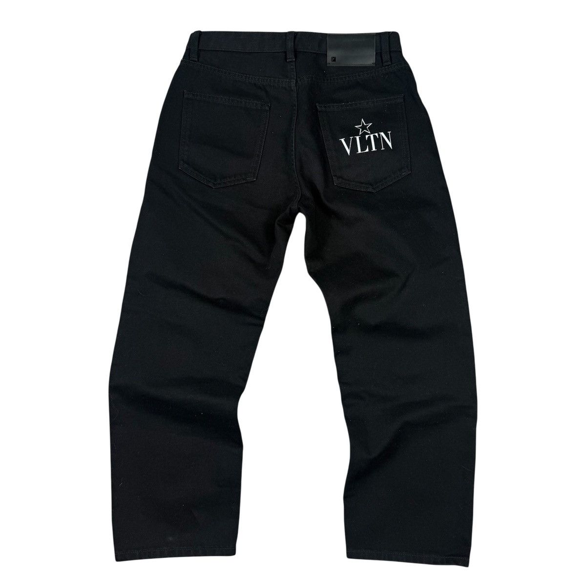 Valentino Valentino VLTN Logo Print Washed Denim Black Straight Jeans Size US 30 / EU 46 - 1 Thumbnail