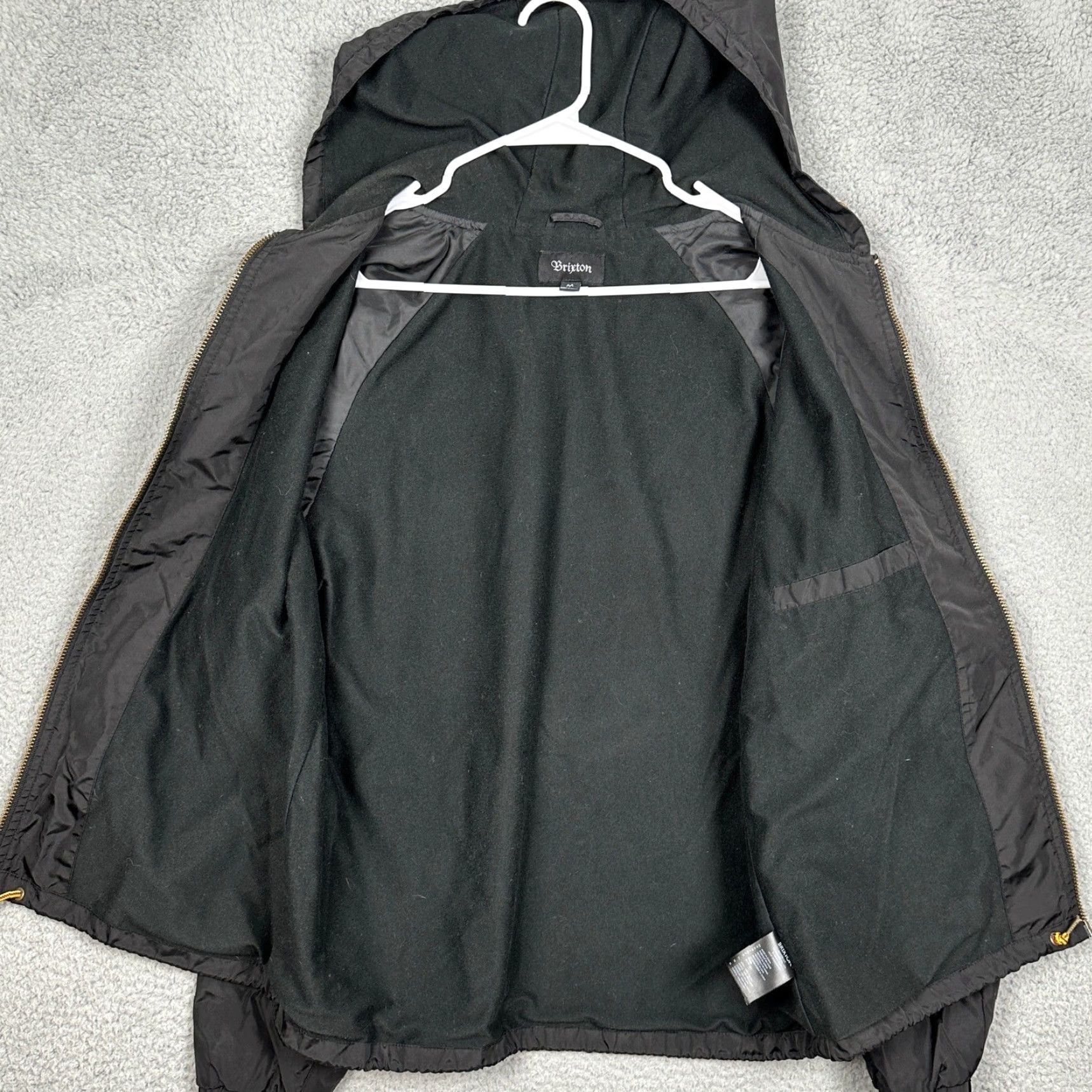 Brixton Brixton Jacket Mens Medium Black Windbreaker Fleece Lined Full Zip Hooded Coat Size US M / EU 48-50 / 2 - 4 Thumbnail