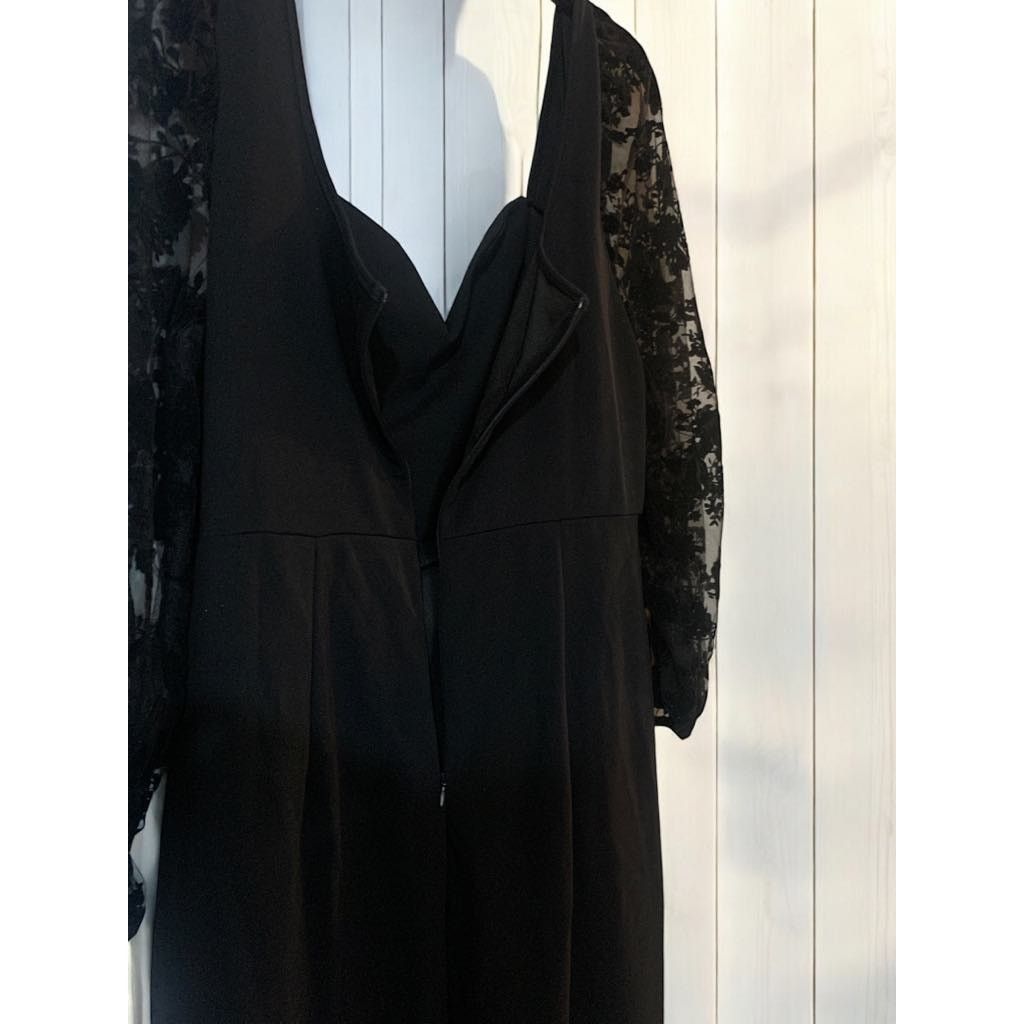 Other Asymmetric Formal Dress Black Long 3/4 Sleeve Lace 2XL Women Size XXL / US 16-18 / IT 52-54 - 6 Thumbnail