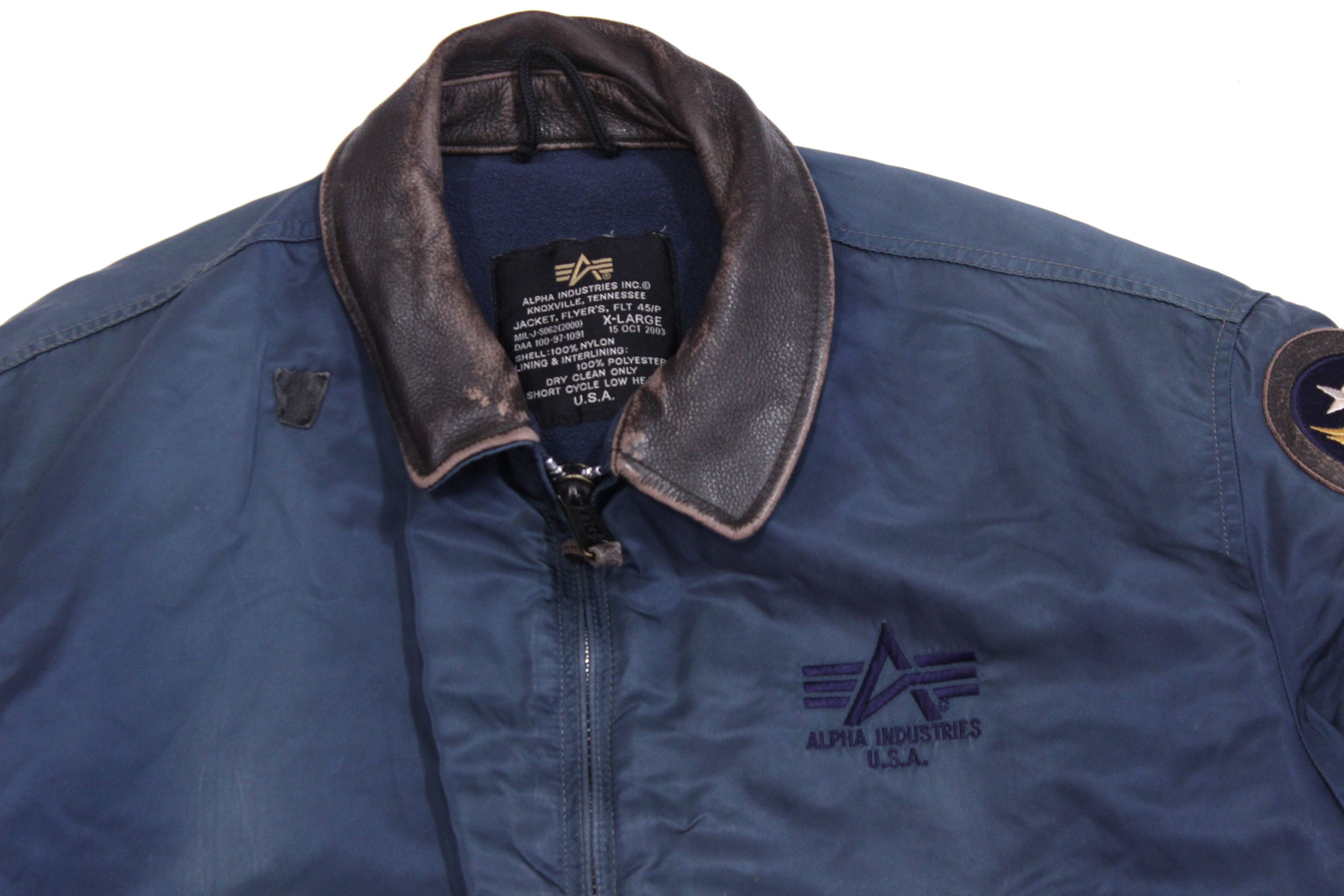Alpha Industries 2003 Distressed Warm Nylon Aviation Bomber Vintage Size US XL / EU 56 / 4 - 4 Thumbnail