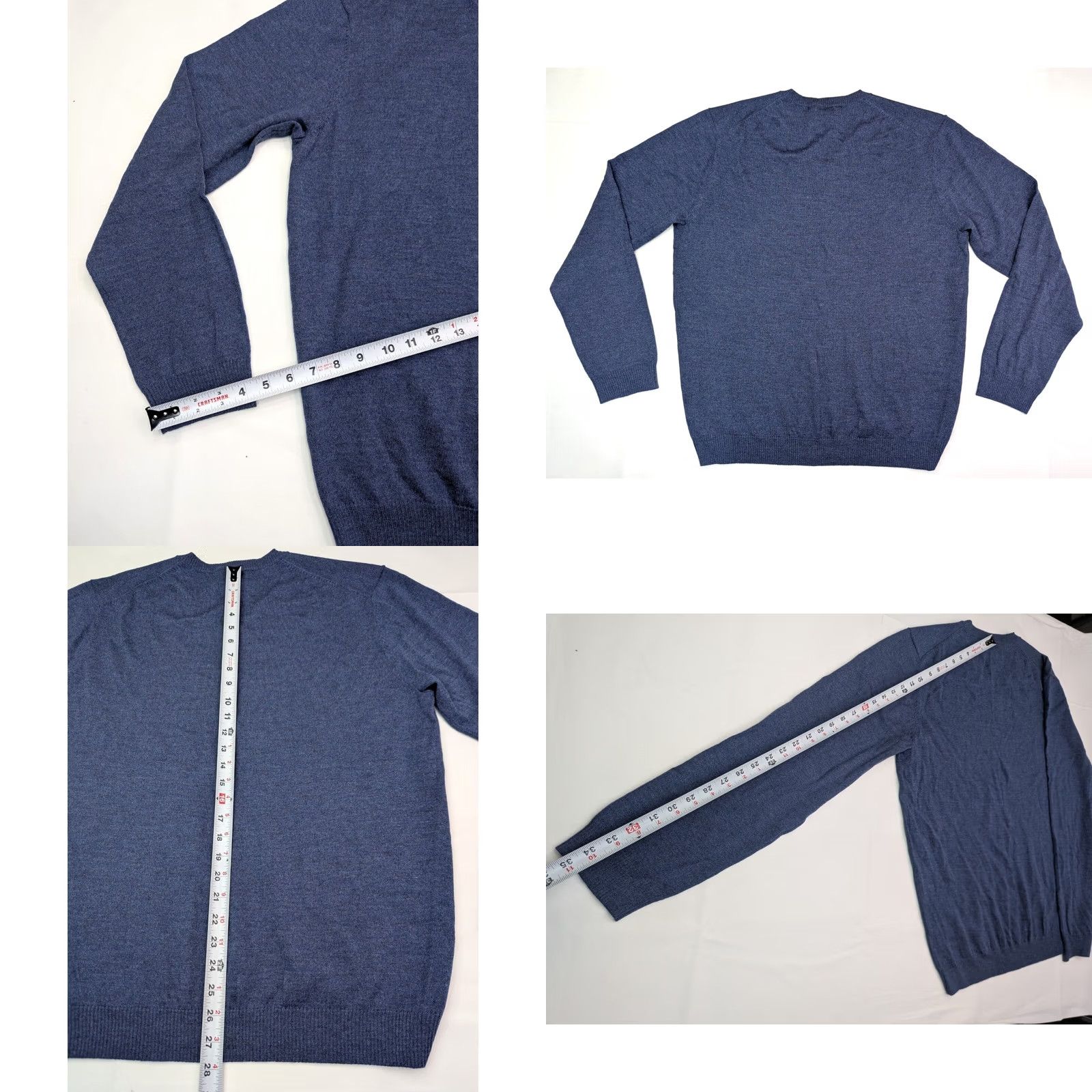 Pronto Uomo Pronto Uomo Sweater Shirt 2XL Blue Merino Wool V-Neck Pullover, Regular Fit, Long Sleeve, Knitted Knit, 90s Classic, Designer, Preppy, Mens Size US XXL / EU 58 / 5 - 8 Thumbnail