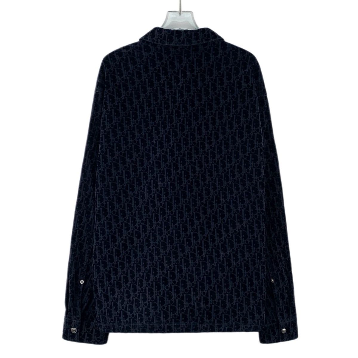 Dior Dior Navy Blue Flocked Long Sleeve Shirt Jacket K26WX Size US L / EU 52-54 / 3 - 2 Thumbnail