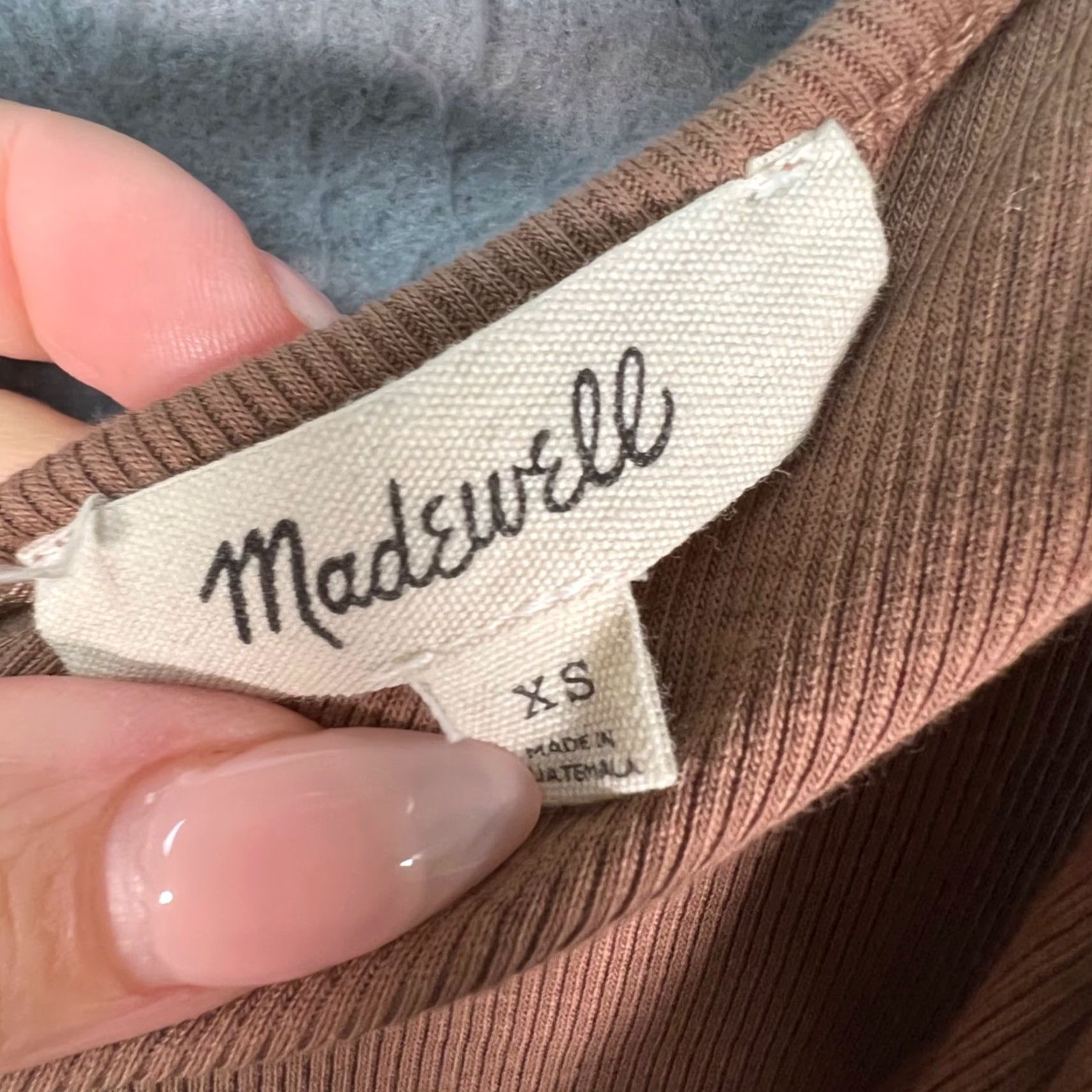 Madewell Madewell Tank Shirt Womens XS Brown One Shoulder Ribbed Cotton Blend Sleeveless Size XS / US 0-2 / IT 36-38 - 3 Thumbnail
