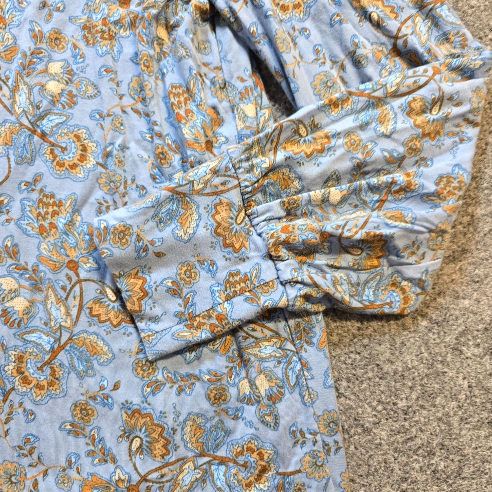 J. Jill J Jill Top Womens Medium Blue Floral Tencel Long Sleeve Stretch Casual Soft Blouse Size M / US 6-8 / IT 42-44 - 4 Thumbnail