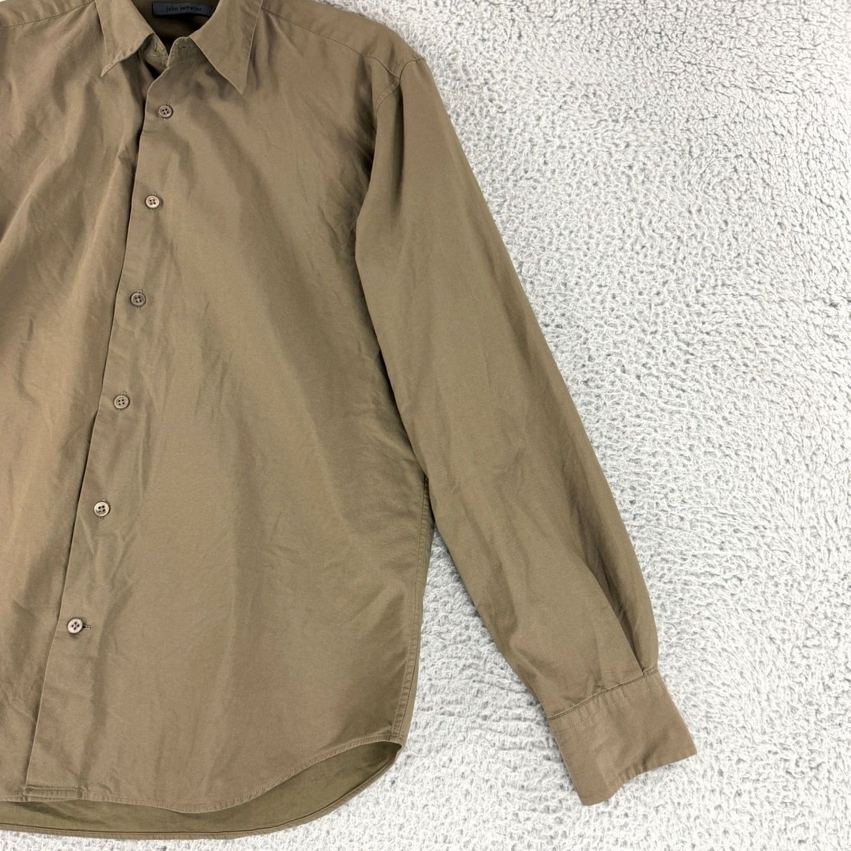 John Varvatos John Varvatos Button-Down Shirt Men M Brown Olive Made in Italy Long Sleeve Size US M / EU 48-50 / 2 - 4 Thumbnail