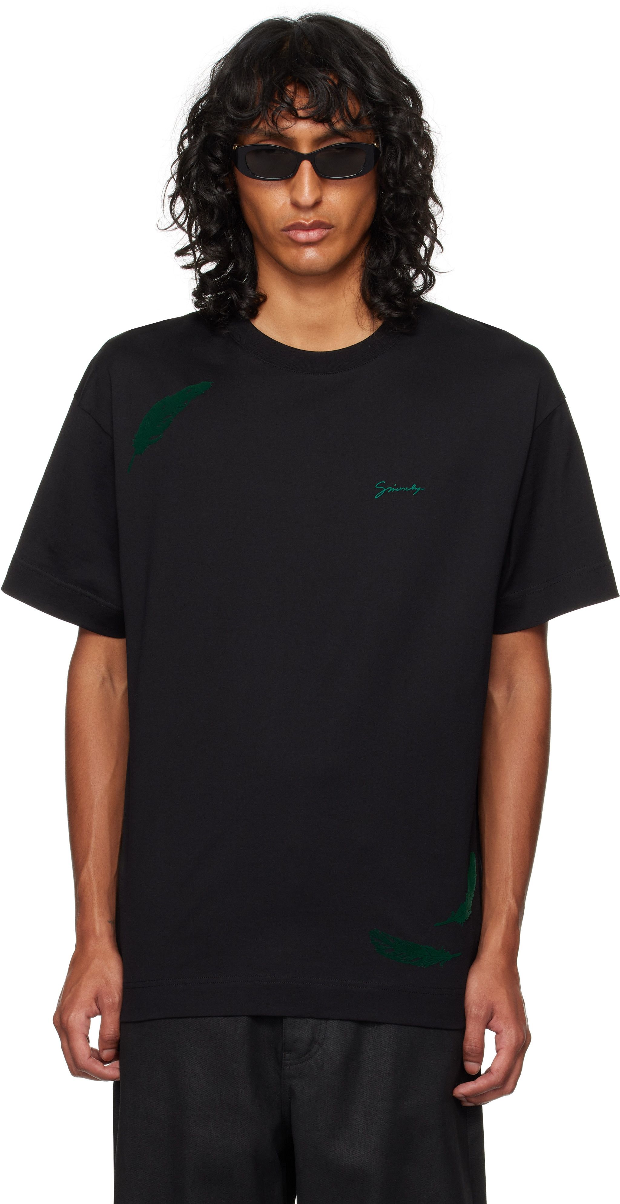 Givenchy o1srvl11e0325 Feathers T-Shirt in Black Size US L / EU 52-54 / 3 - 2 Thumbnail