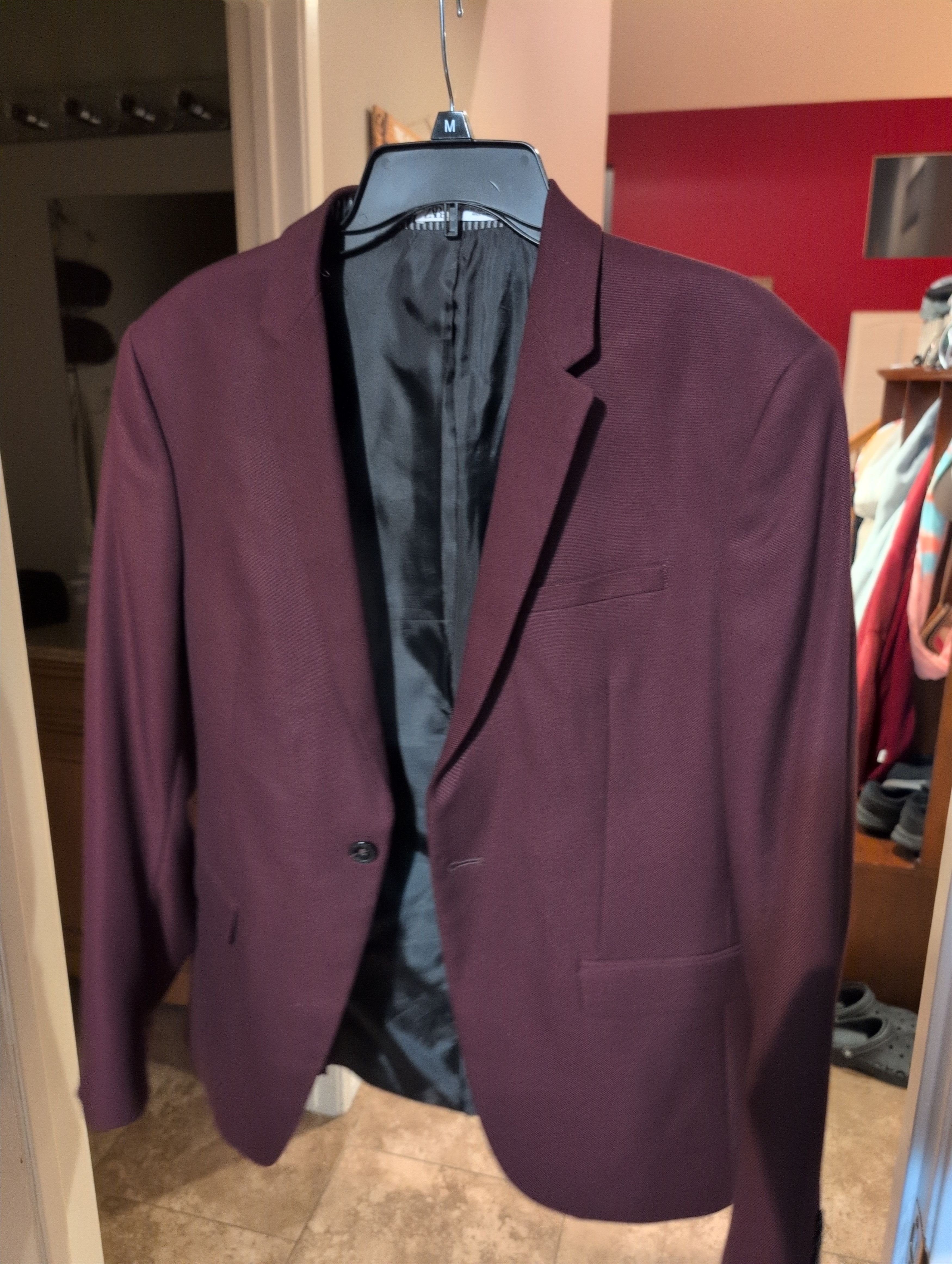 Zara Zara Men's Burgundy Blazer w/ high-IQ Cool Comfort Lining Size 42R - 1 Thumbnail