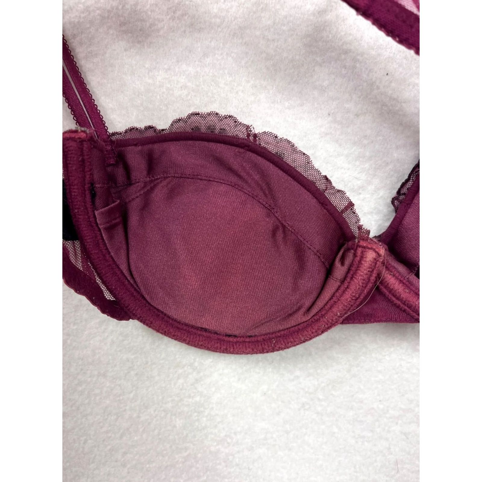 Betsey Johnson VINTAGE Betsey Johnson Women’s Bra Shirt Womens 34B Purple Underwire Lace 6045 Size ONE SIZE - 5 Thumbnail
