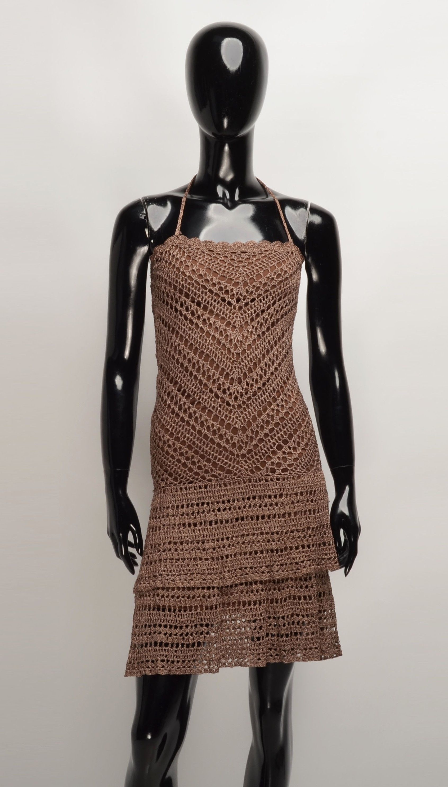 Peter Werth Peter Werth Y2K Crochet Knit Mini Halter Dress / Skirt Size S / US 4 / IT 40 - 1 Thumbnail