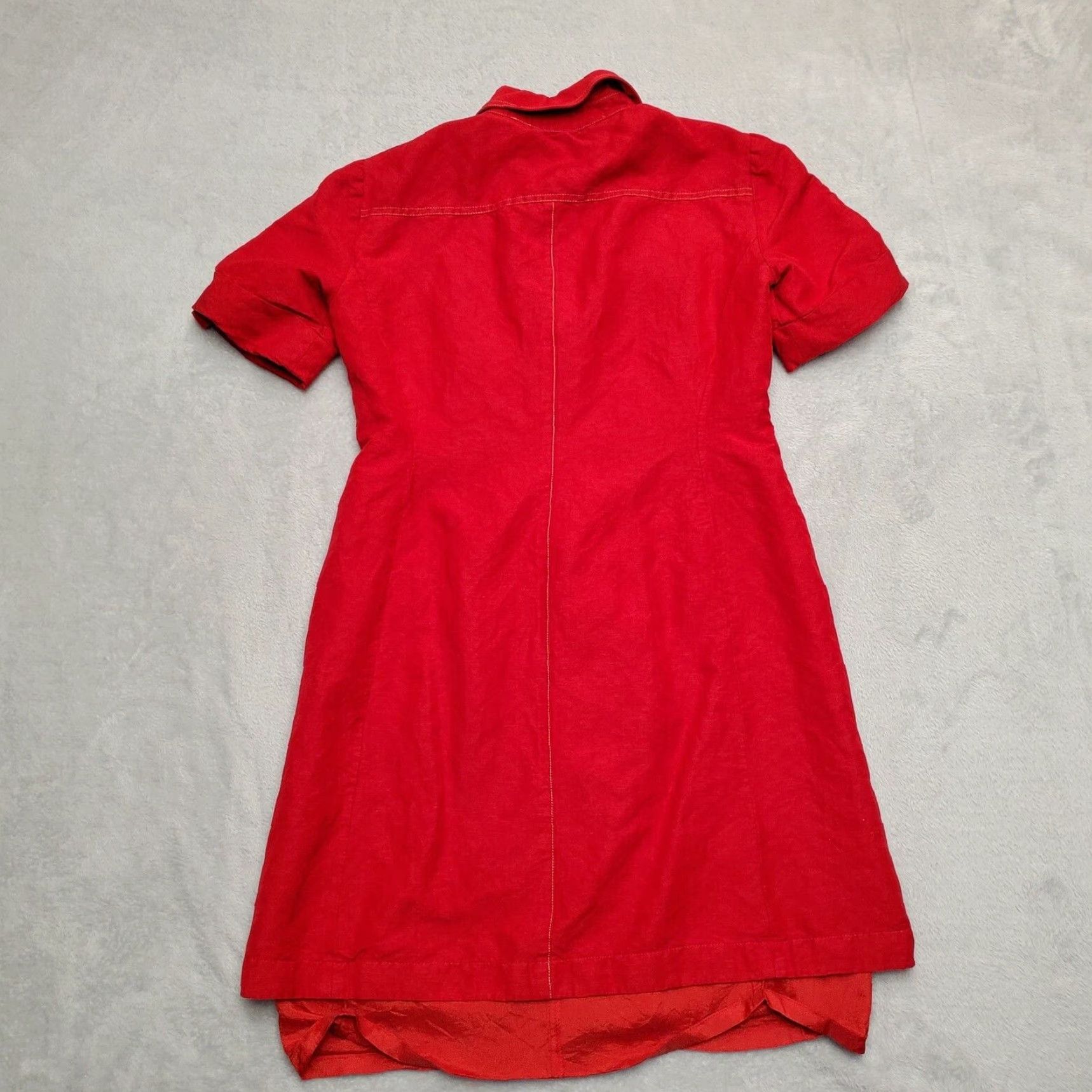 Vintage VINTAGE Tahari Top Womens 6P Red Linen Blend Short Sleeve Shirt Dress Casual Button-Up Size M / US 6-8 / IT 42-44 - 7 Thumbnail