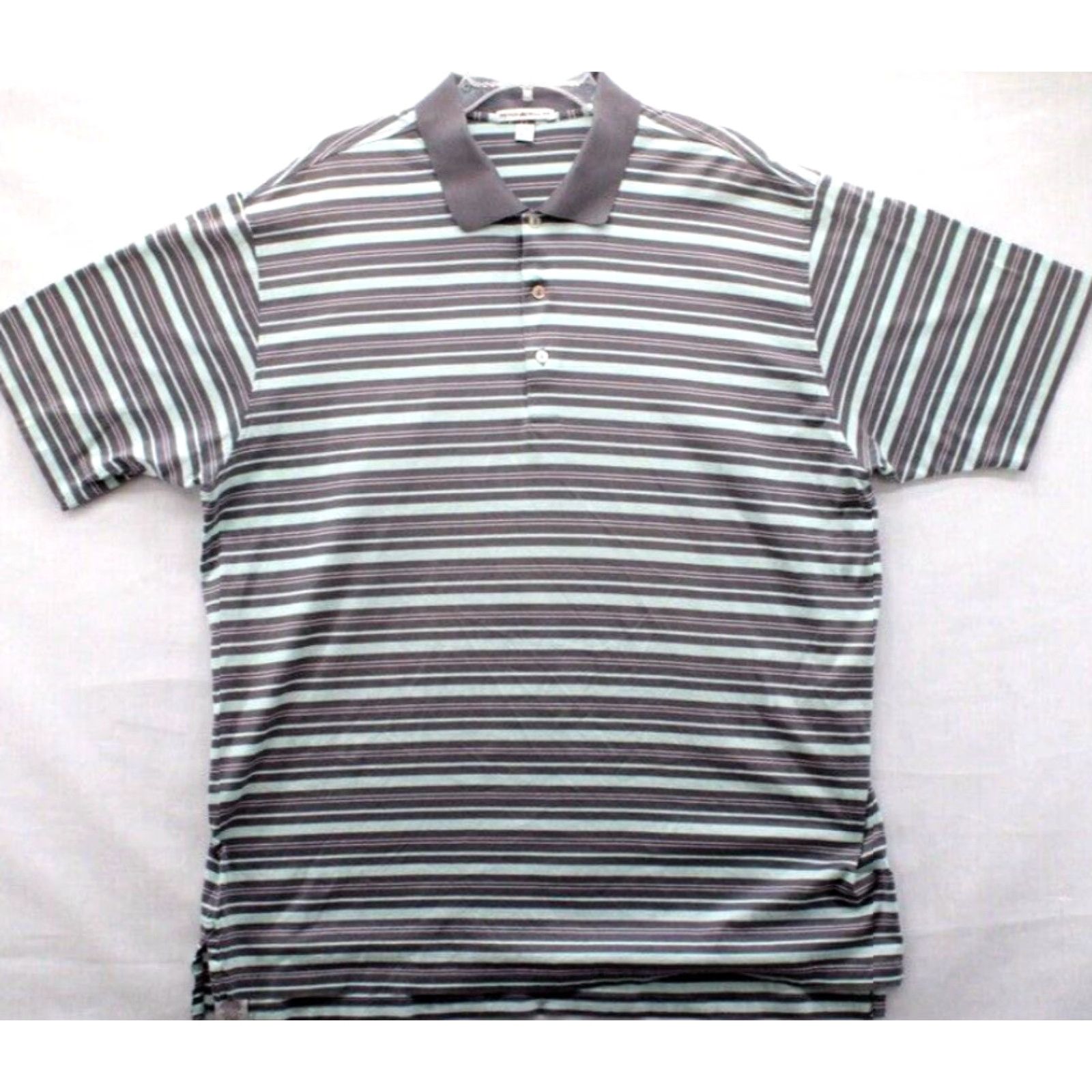 Peter Millar Peter Millar Polo Shirt Mens 2XL Gray Green Striped Cotton Golf Preppy Shirt Size US XXL / EU 58 / 5 - 2 Thumbnail