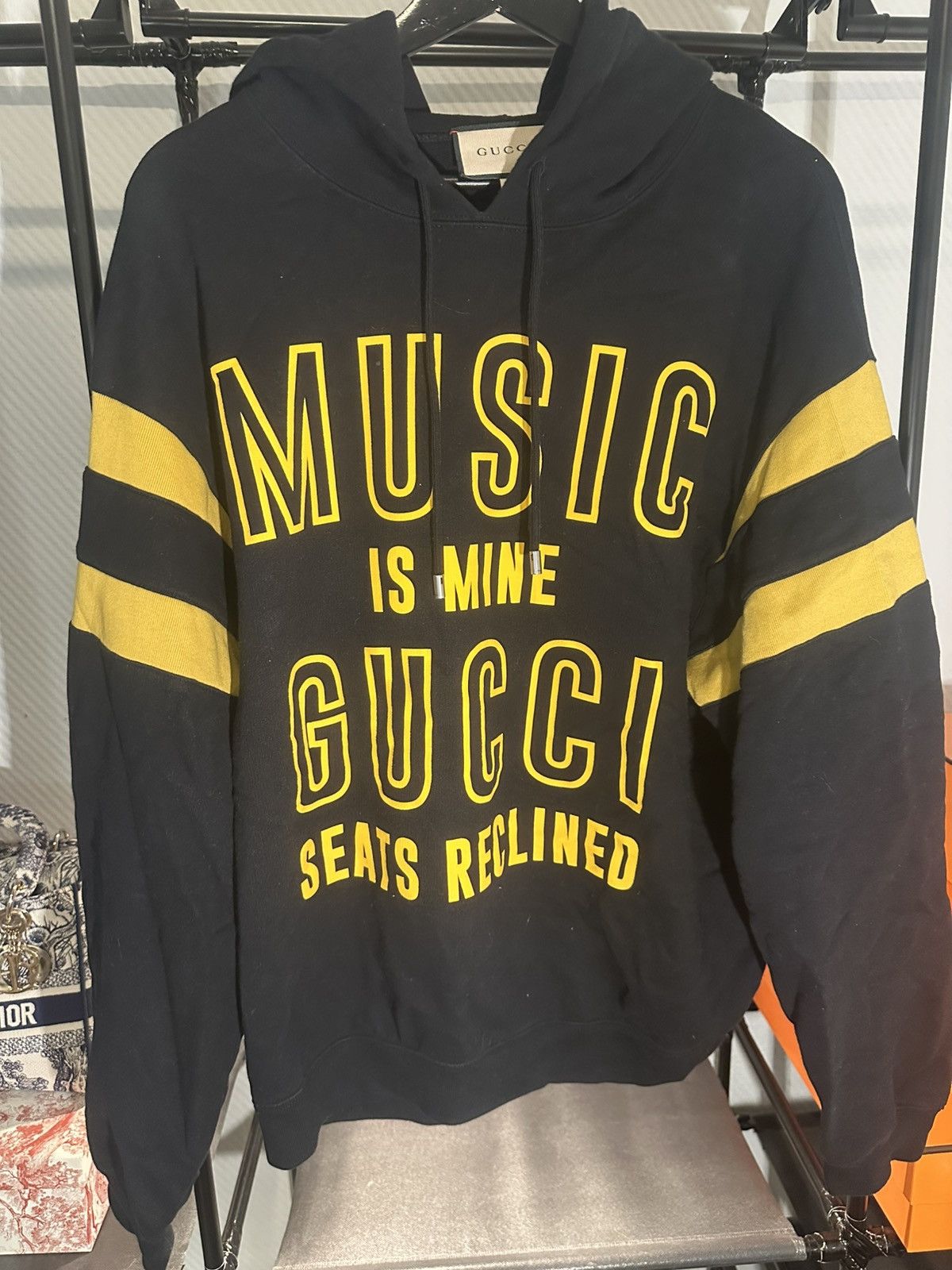 Gucci Gucci 100 “Music Is Mine” Varsity Hoodie Black/Yellow L Size US L / EU 52-54 / 3 - 3 Thumbnail