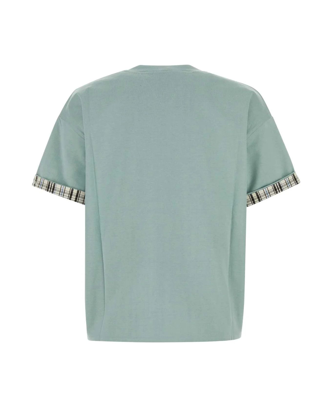 Bottega Veneta o1n1vont1225 Double Layer Checked Cotton T-Shirt in Green Size XXS / US 00 / IT 34 - 2 Thumbnail