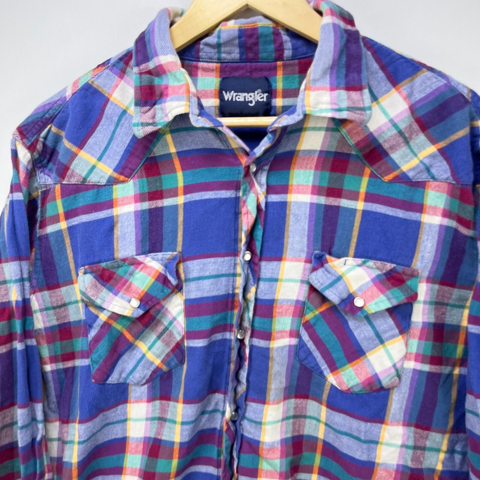 Wrangler Vintage 90s Wrangler Plaid Snap Button Up Shirt XL Pearl Size US XL / EU 56 / 4 - 3 Thumbnail