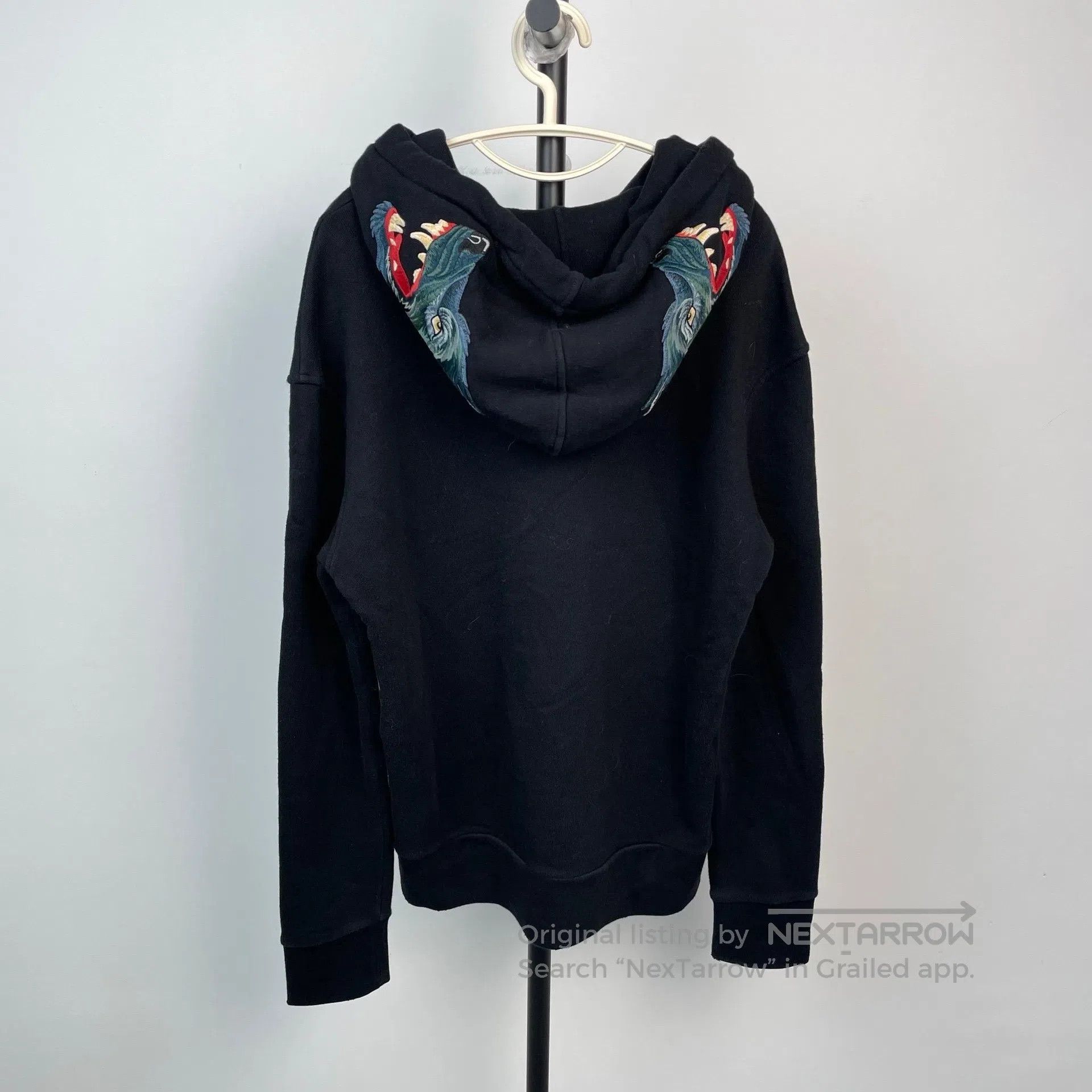 Gucci Guicci Black logo wolf embroidery cotton hooded sweatshirt Size US XS / EU 42 / 0 - 2 Thumbnail