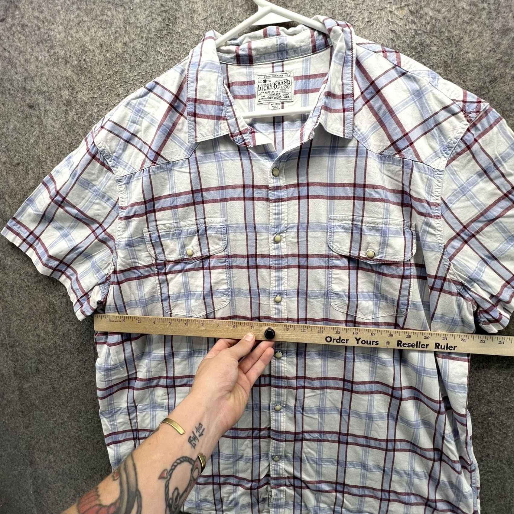 Lucky Brand Lucky Brand Shirt Mens 2XL White Plaid Short Sleeve Button Front Casual Woven Size US XXL / EU 58 / 5 - 4 Thumbnail
