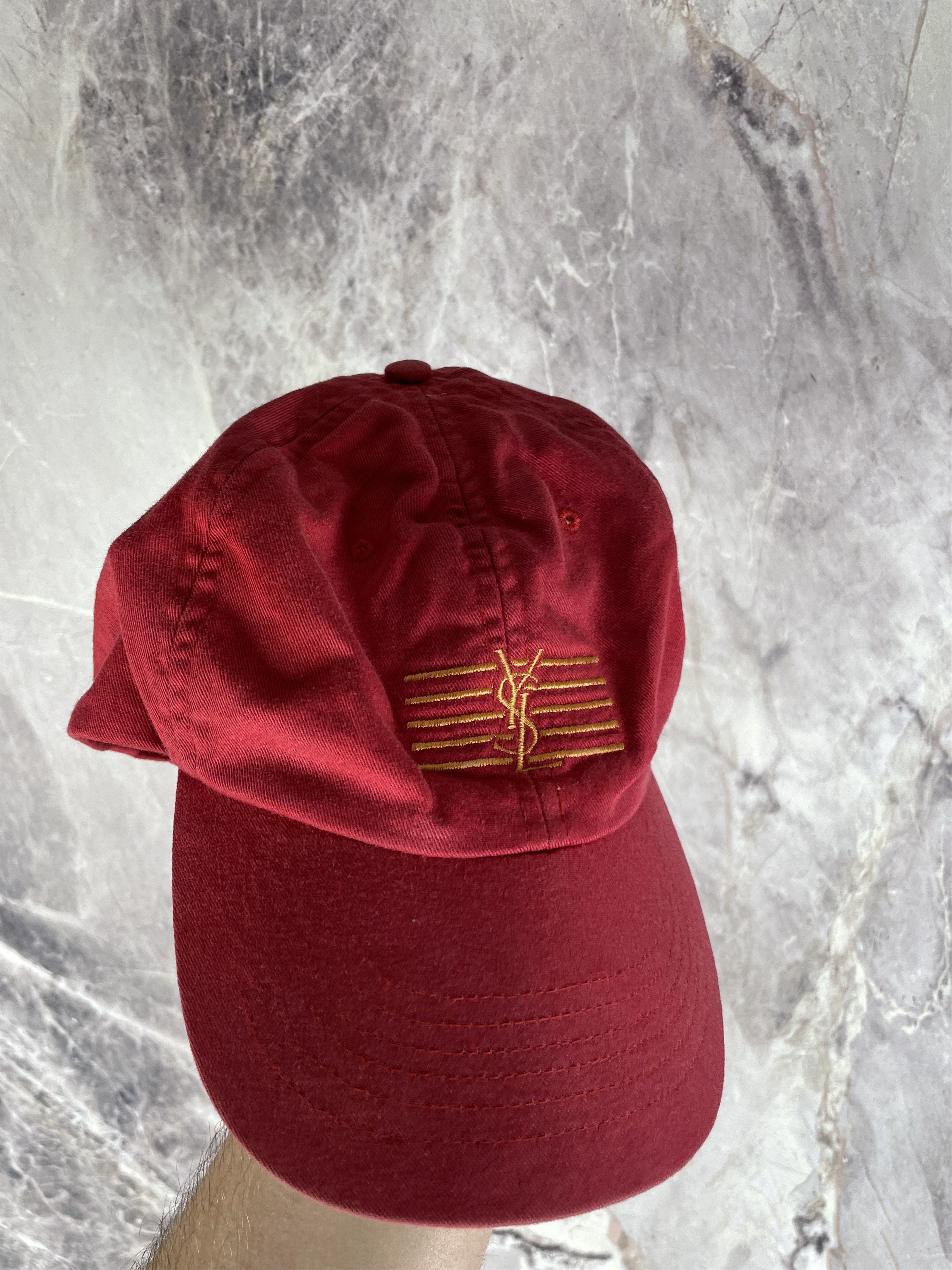 Yves Saint Laurent Vintage Yves Saint Laurent Red Cap Hat Logo Pour Homme YSL Size ONE SIZE - 3 Thumbnail