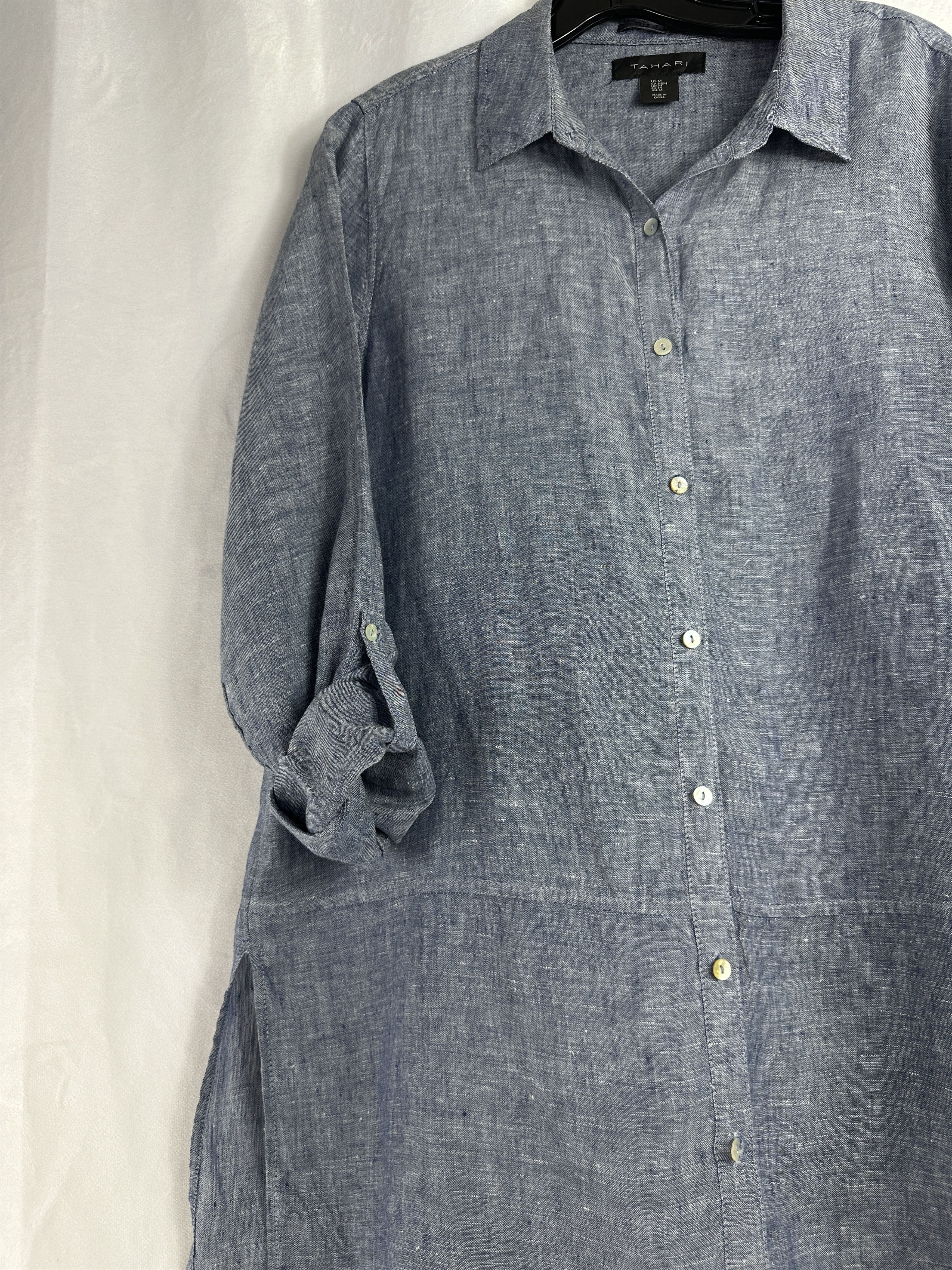 Elie Tahari TAHARI Linen Long Sleeve Tunic Style Med Size M / US 6-8 / IT 42-44 - 3 Thumbnail