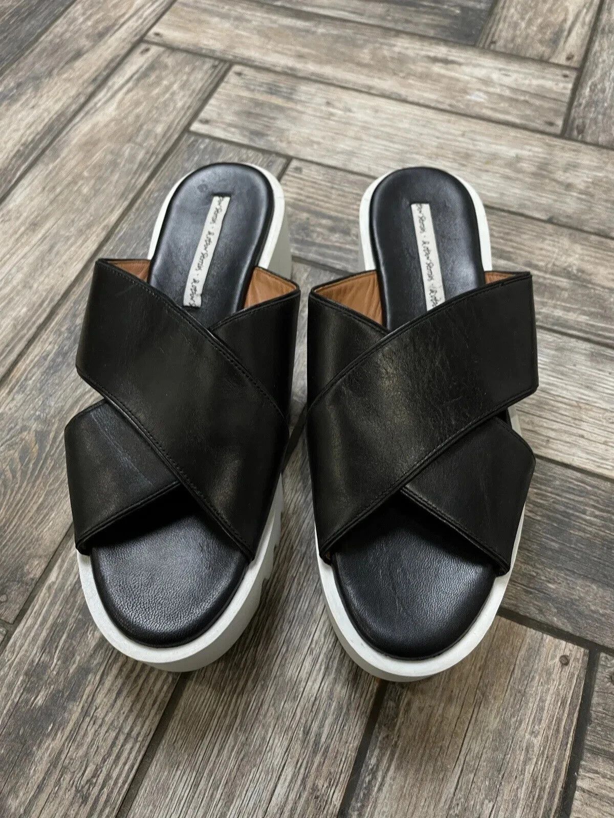 & Other Stories & Other Stories Leather Flatform Sandals Shoes Slide Black Size US 9 / IT 39 - 3 Thumbnail