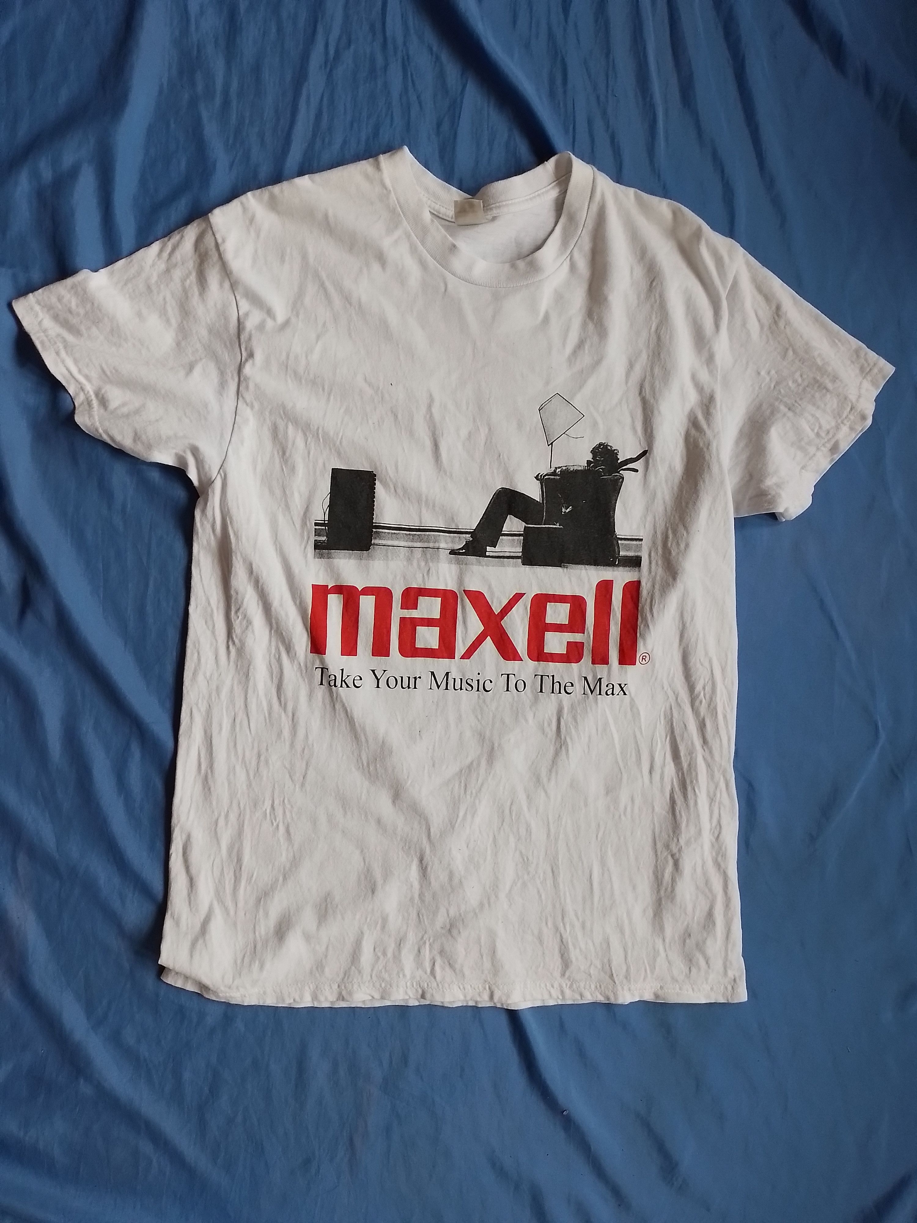 image of Vintage Heavily Maxell Music To The Max T-Shirt in White, Men's (Size Large)