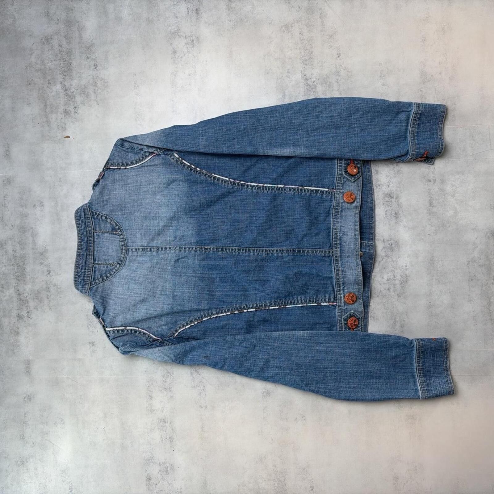 Bcbgmaxazria Vintage Blue BCBG Grunge Gothic Denim Trucker Jacket Size M / US 6-8 / IT 42-44 - 7 Thumbnail