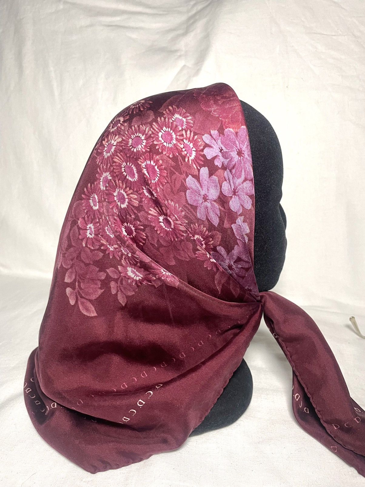 SikSilk × Vintage Christian Dior logo floral dark red scarf Size ONE SIZE - 6 Thumbnail