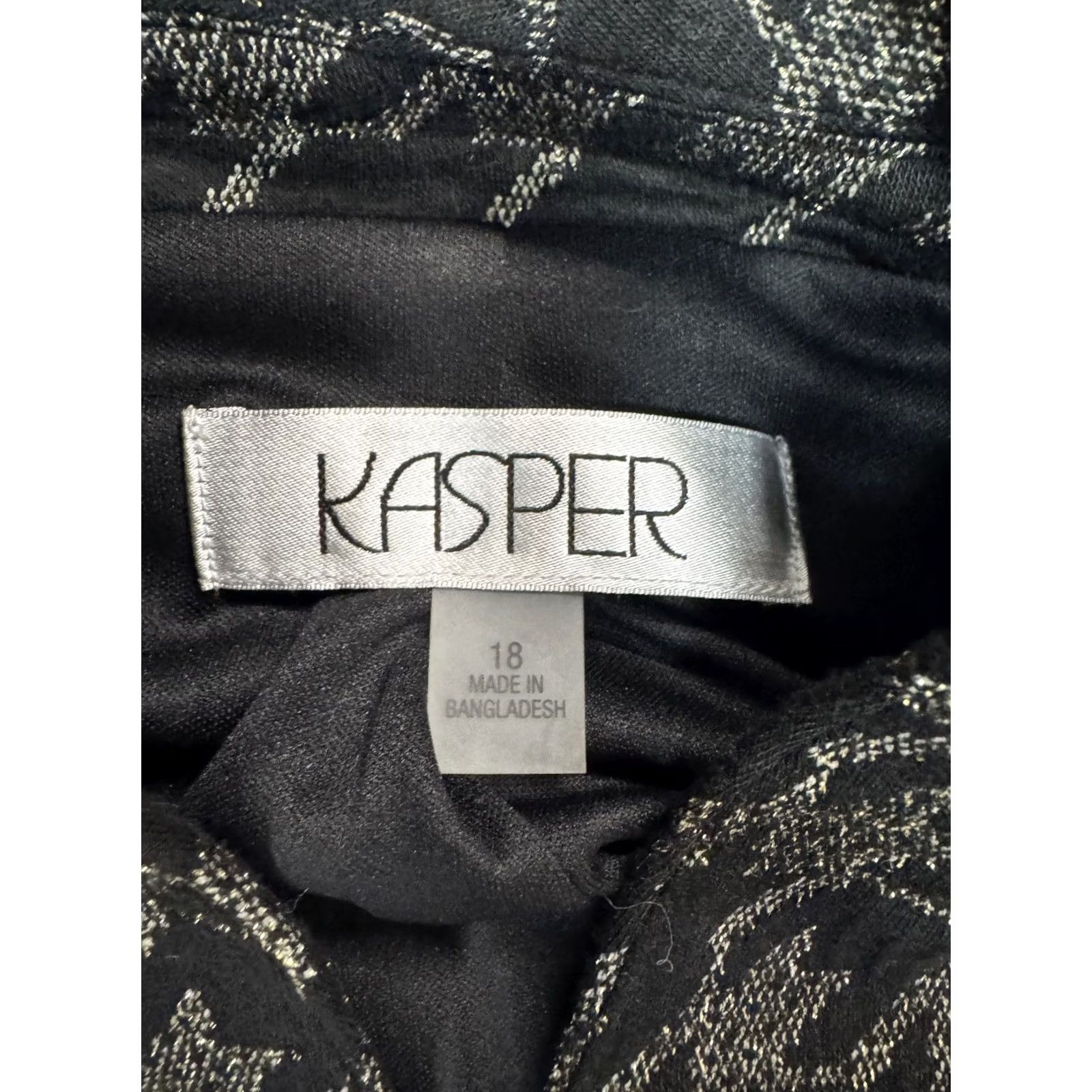 Kasper Kasper Women's Black Gold Houndstooth Jacket Blazer US 18 NWT Open Front Size XXL / US 16-18 / IT 52-54 - 4 Thumbnail