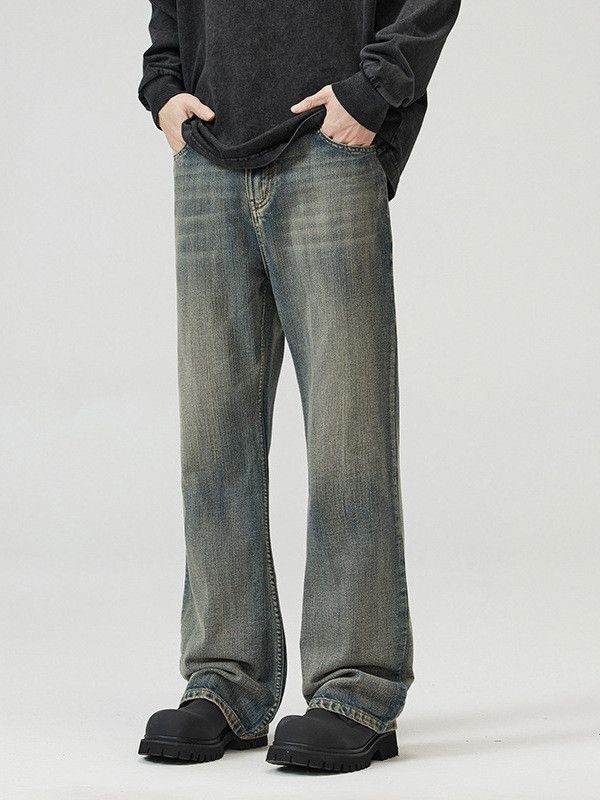 Japanese Brand Men's Washed Casual Bootcut Jeans Size US 32 / EU 48 - 2 Thumbnail