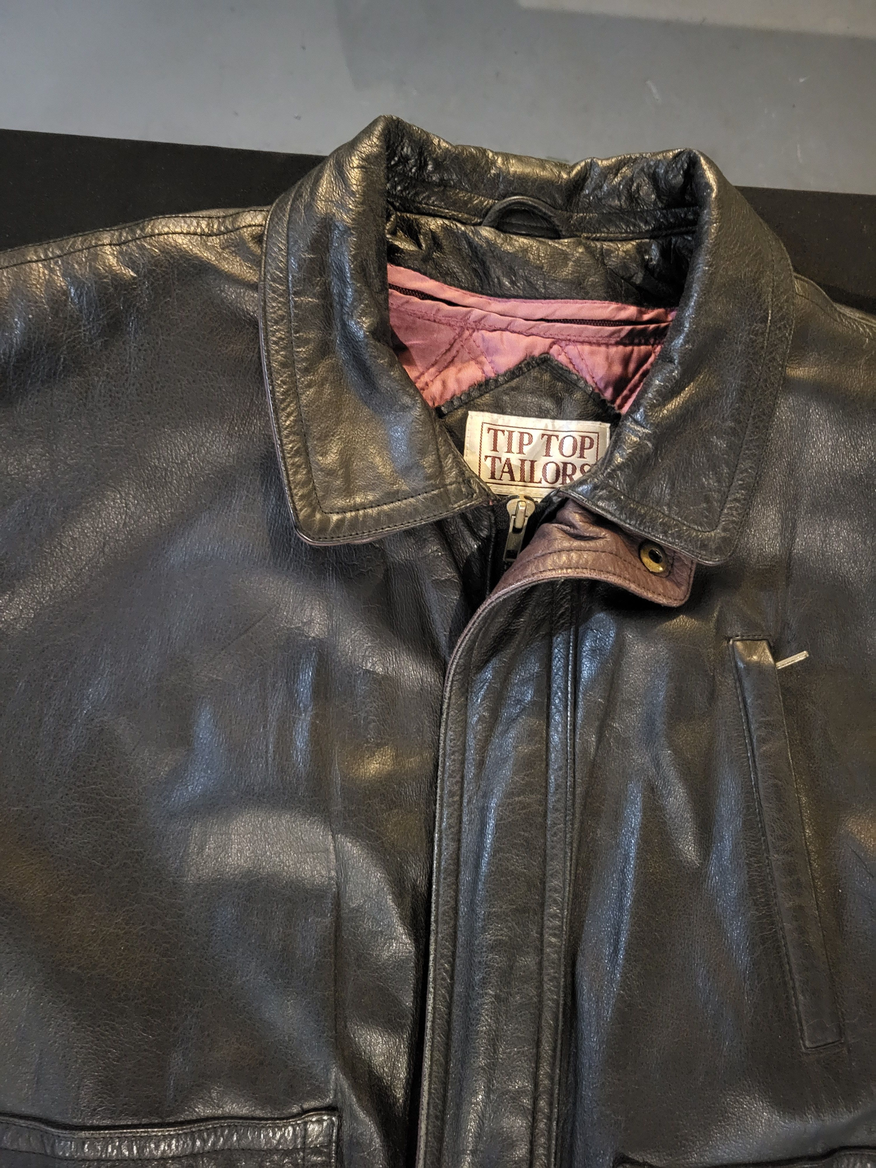 Other Vintage, Tip Top Tailor, Black Leather Jacket Size US M / EU 48-50 / 2 - 1 Thumbnail