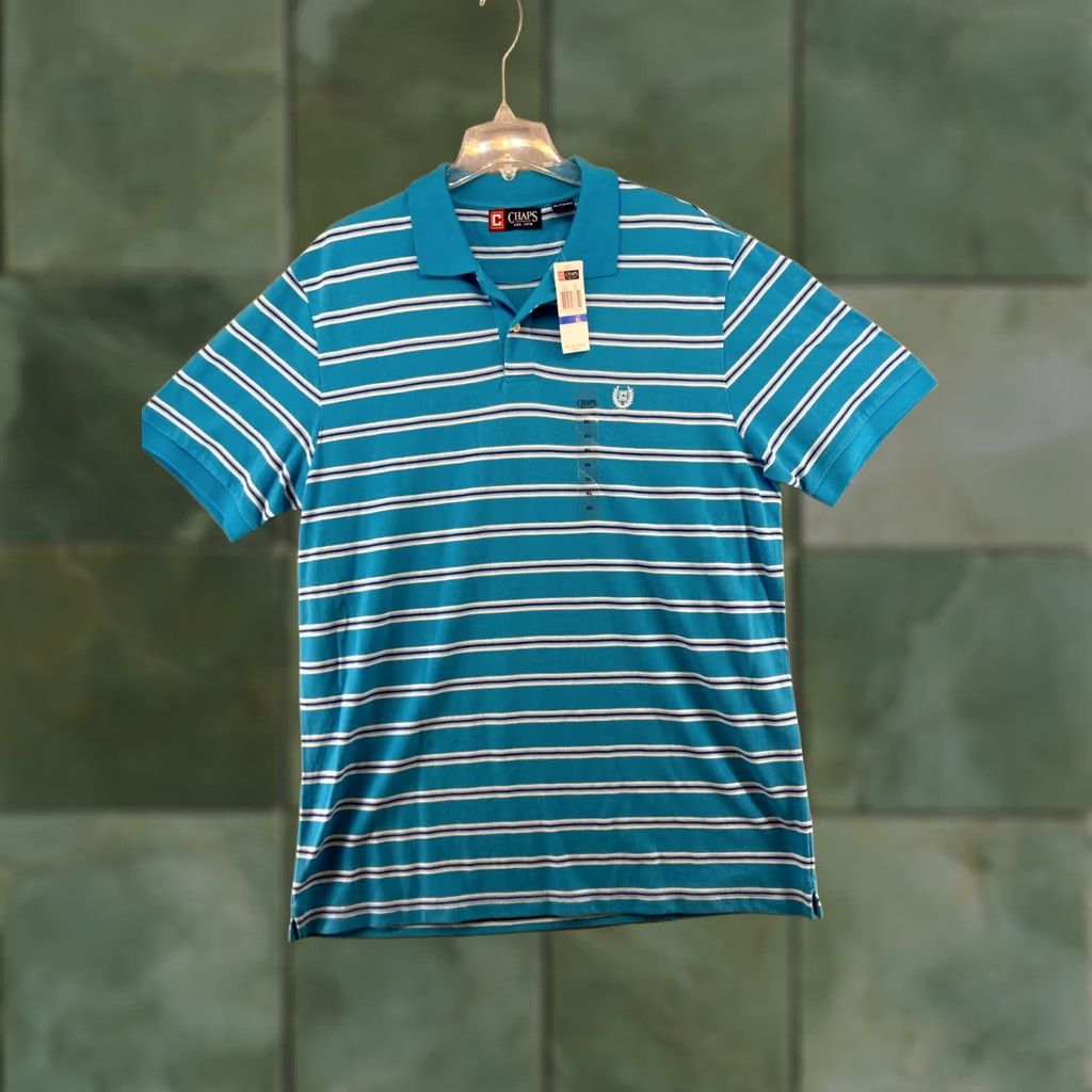 Chaps Chaps Polo Shirt XL Striped Blue Logo Golf NWT Mens Shirt Size US XL / EU 56 / 4 - 1 Thumbnail