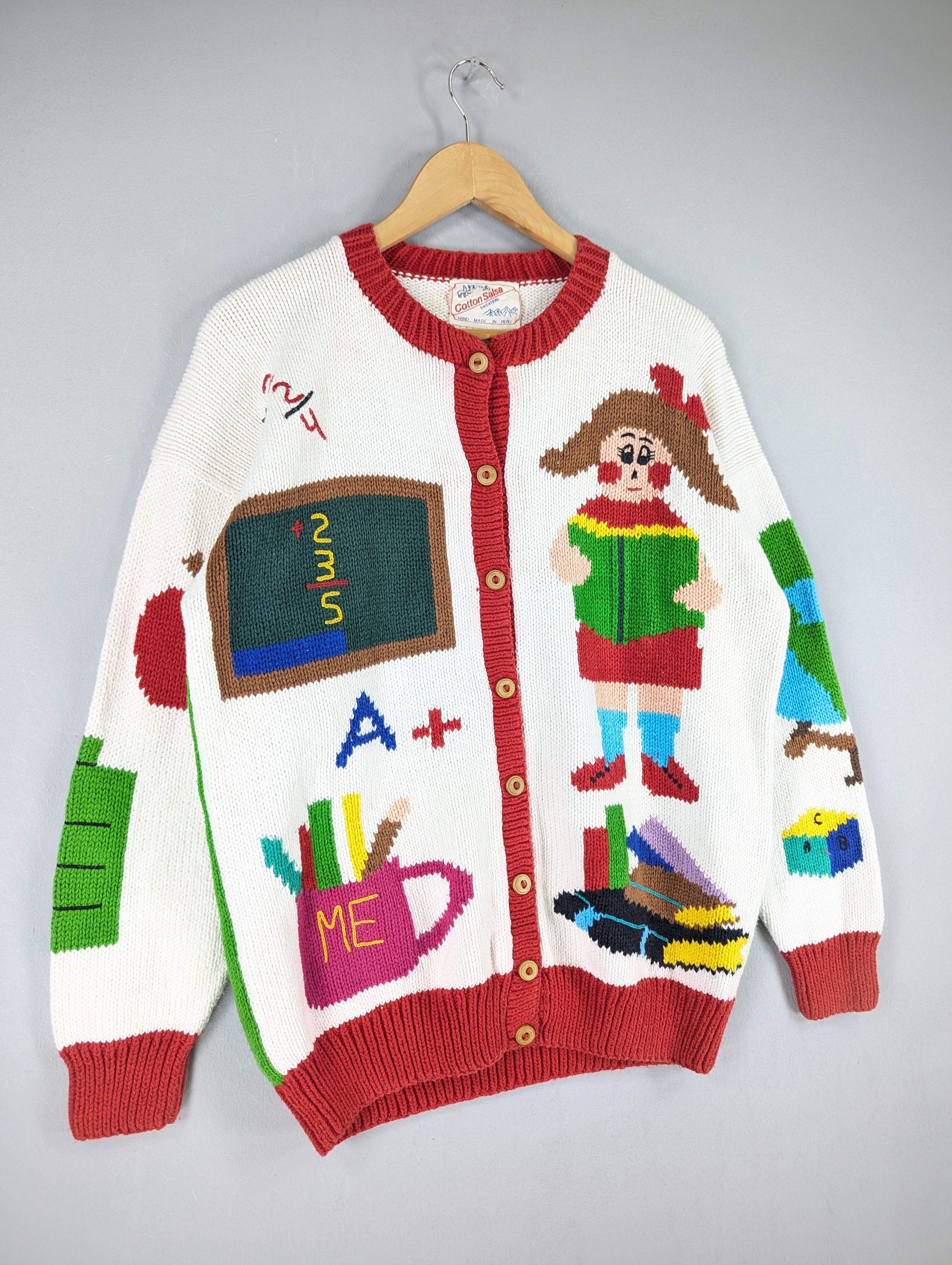 Vintage Vintage Cotton Salsa Cable Knit Art Of School Cardigan Size M / US 6-8 / IT 42-44 - 3 Thumbnail