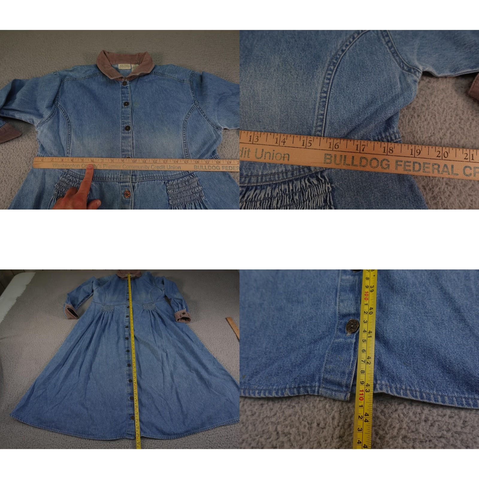 Vintage VINTAGE St. John's Bay Denim Dress Womens 12 Blue Denim Shirt Dress Long Sleeve Casual A-line Belt Button Front Collared 100% Cotton Jeanswear Size XL / US 12-14 / IT 48-50 - 8 Thumbnail