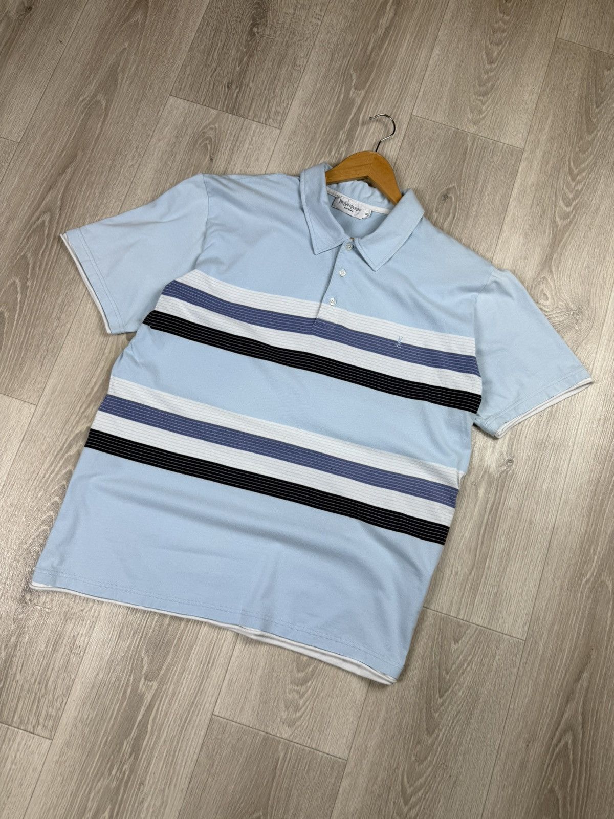 Yves Saint Laurent Yves Saint Laurent Blue Striped Polos Shirt Vintage Size XXL Size US XXL / EU 58 / 5 - 3 Thumbnail