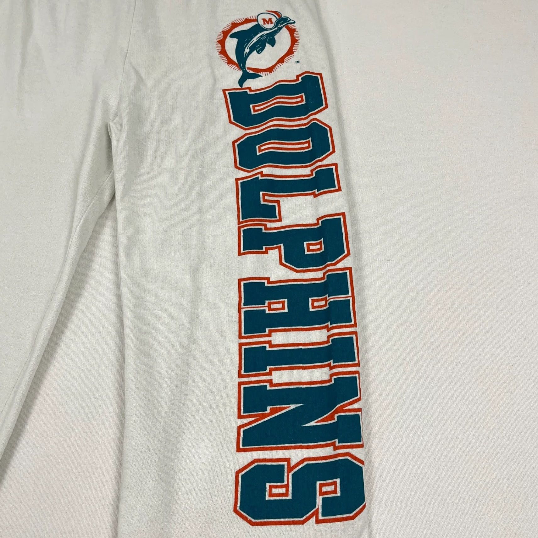 NFL VTG Miami Dolphins Sweatpants Adult Mens L White 90s Retro NFL Pockets Classic Sports Casual Sweatpants Size US 33 - 2 Thumbnail
