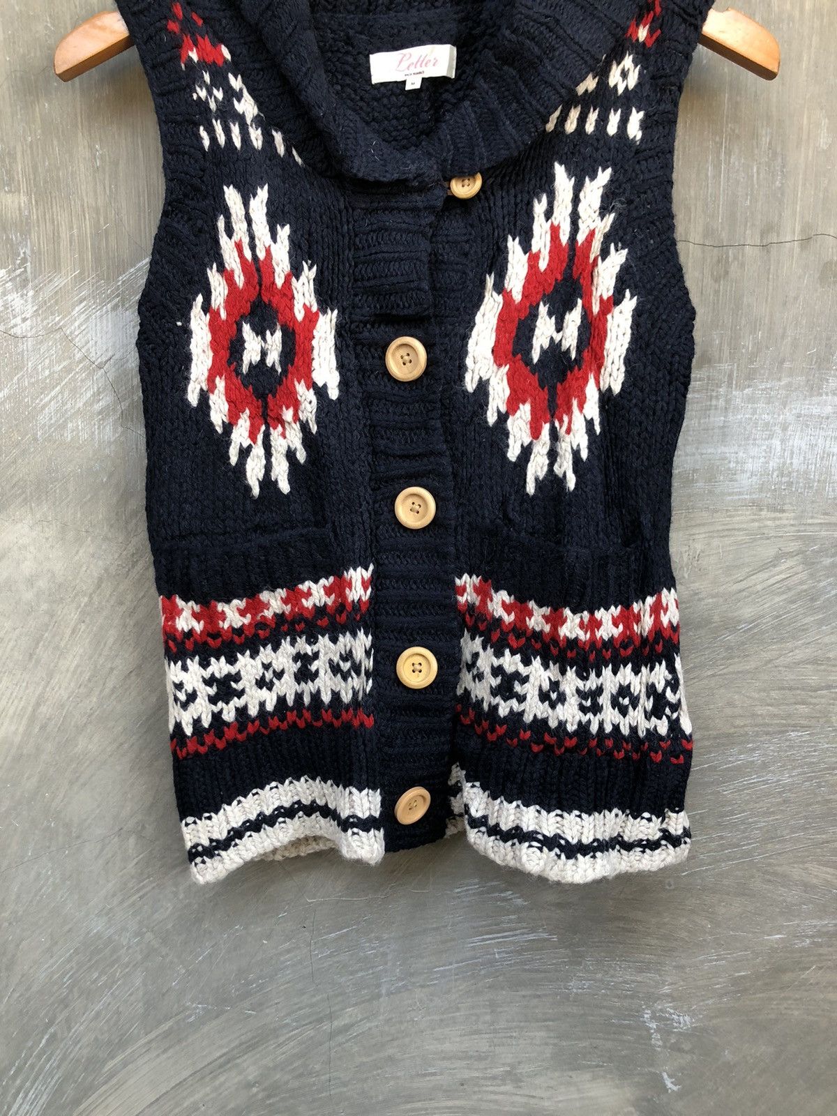 Japanese Brand Vintage Letter Back Number Navajo Pattern Wool Knit Vest Size US M / EU 48-50 / 2 - 3 Thumbnail