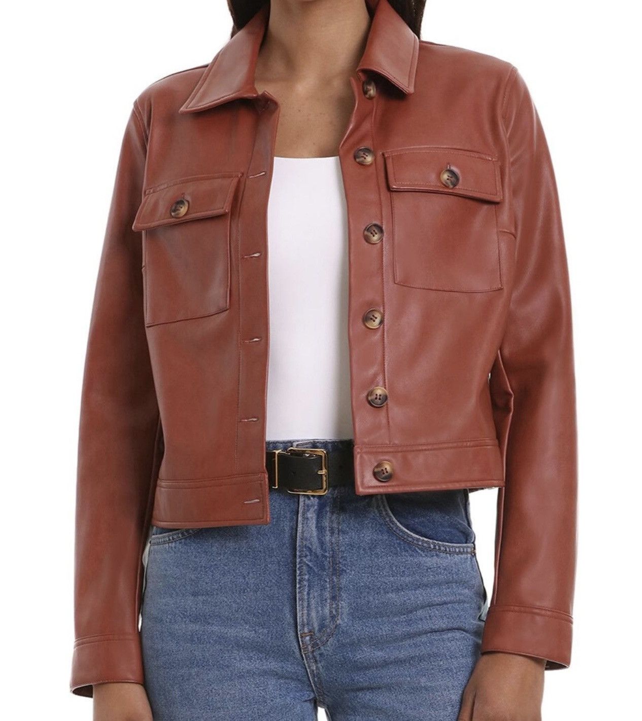 New York Yankees Bagatelle Collection brown leather women’s jacket. Size L Size L / US 10 / IT 46 - 1 Thumbnail