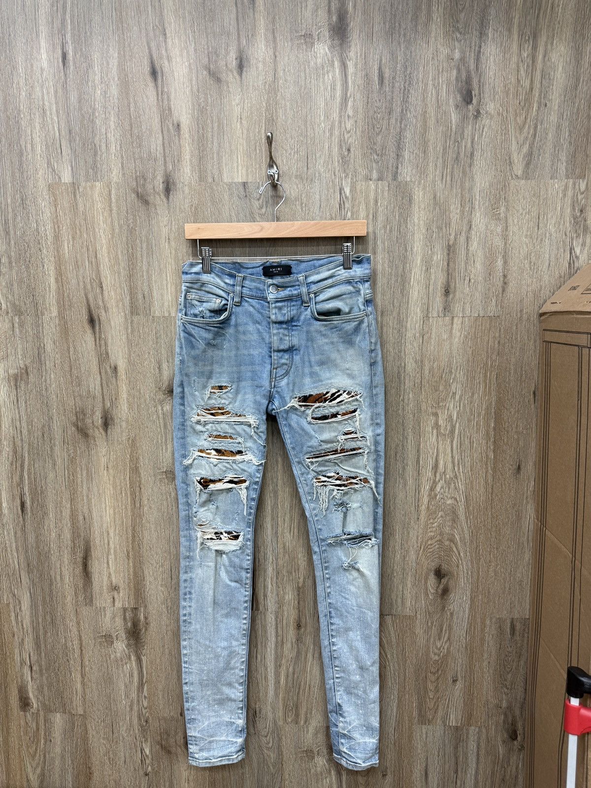 Amiri Amiri Blue Denim Cheetah MX1s Size US 30 / EU 46 - 1 Thumbnail