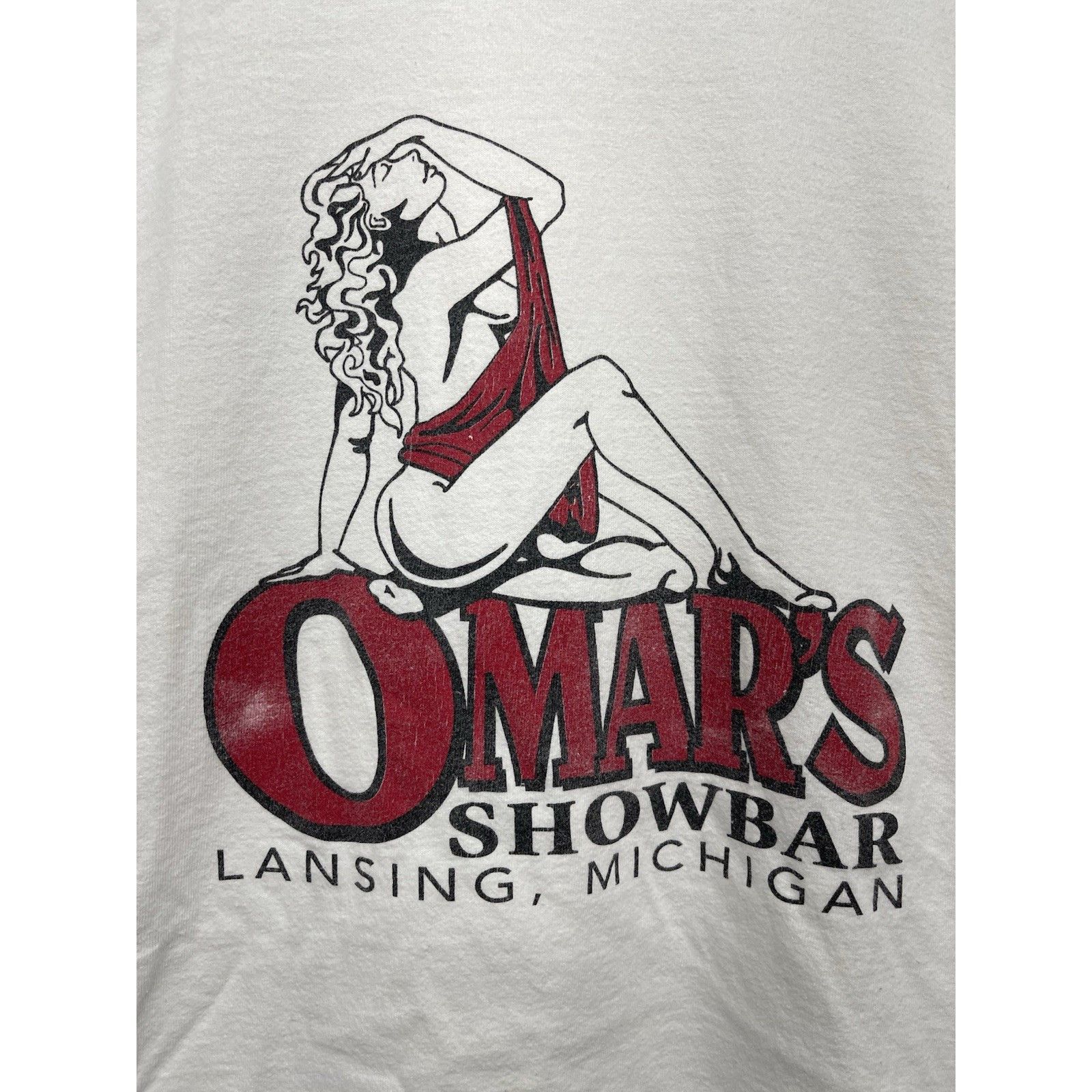 Fruit Of The Loom VINTAGE OMARS SHOWBAR STRIP GENTLEMENS CLUB T SHIRT LANSING Size US XL / EU 56 / 4 - 4 Thumbnail