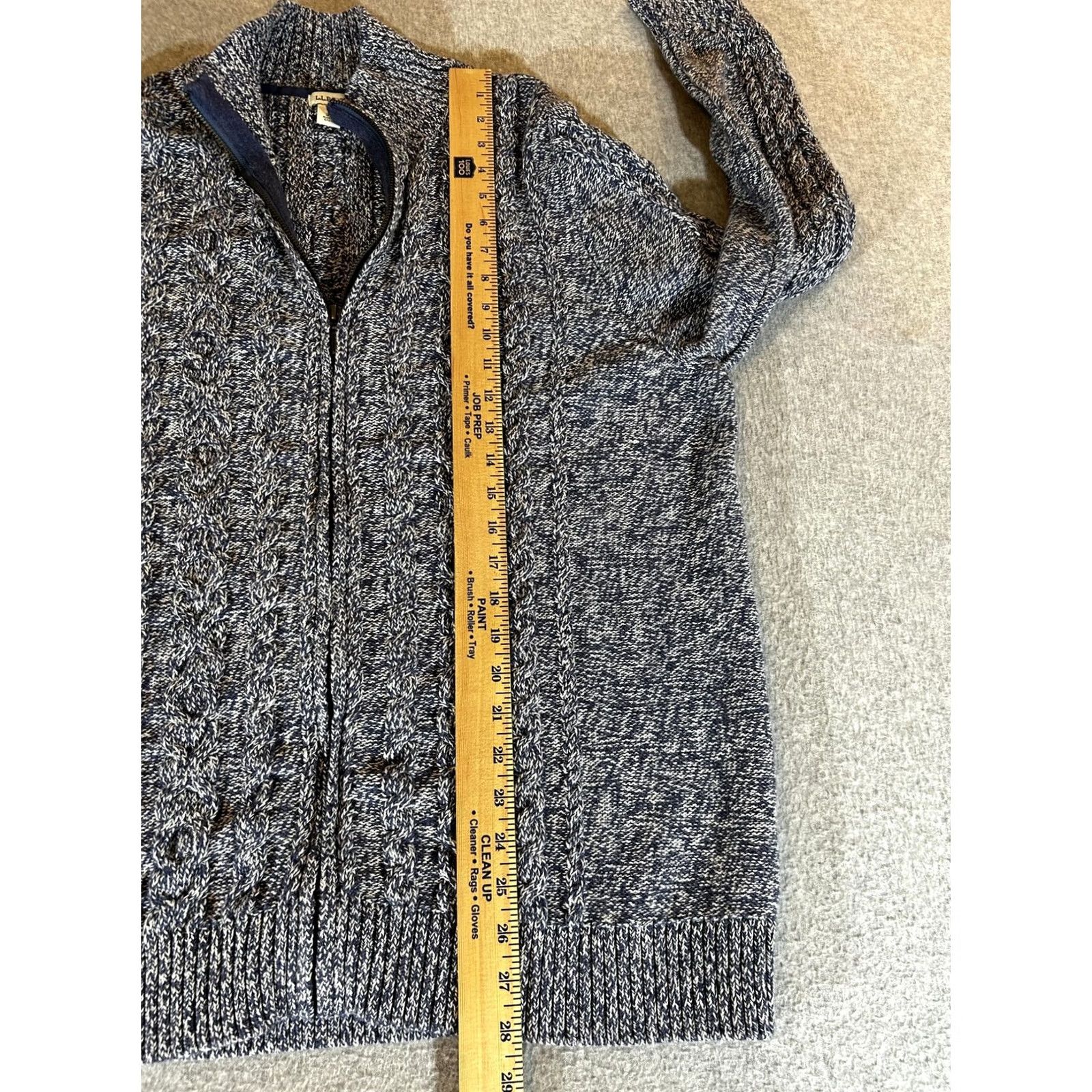 Vintage LL Bean Sweater Womens 3X Plus Blue Full Zip Cable Knit Cardigan Cotton Jacket Size XXL / US 16-18 / IT 52-54 - 4 Thumbnail