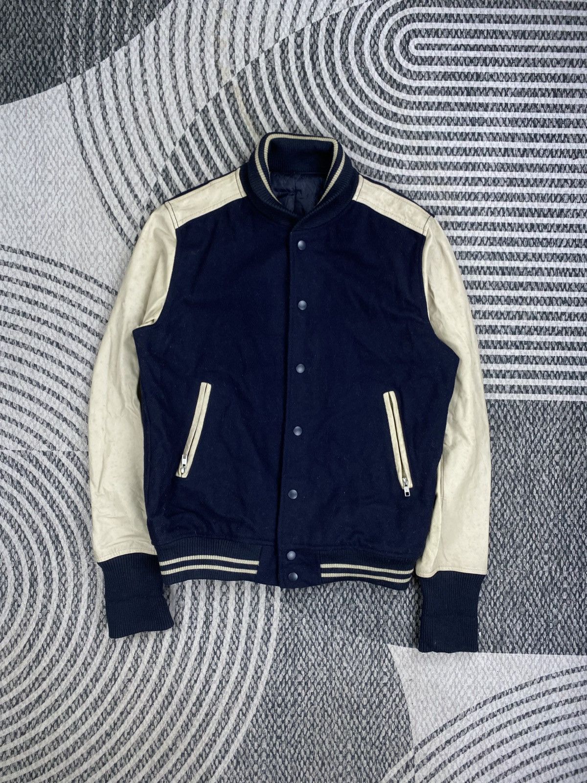 SHIPS Vintage SHIPS Navy Leather Sleeve Varsity Jacket Size US M / EU 48-50 / 2 - 1 Thumbnail