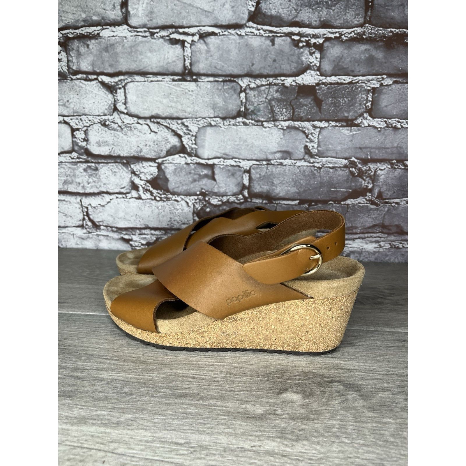 Birkenstock Birkenstock Papillio Samira Ginger Brown Leather Cork Wedges Size US 6.5 / IT 36.5 - 11 Thumbnail