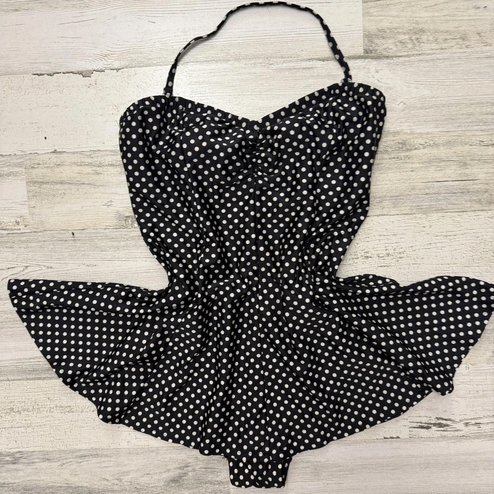 Designer 80s Retro Polka Dot Halter Fit To Flared Bathing Suit Sz 14 Size ONE SIZE - 1 Thumbnail