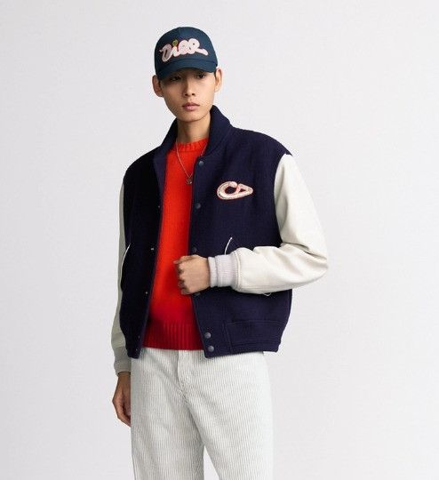 Dior o1w1db11025 513L438 Varsity Jacket in Blue/Beige Size US L / EU 52-54 / 3 - 3 Thumbnail
