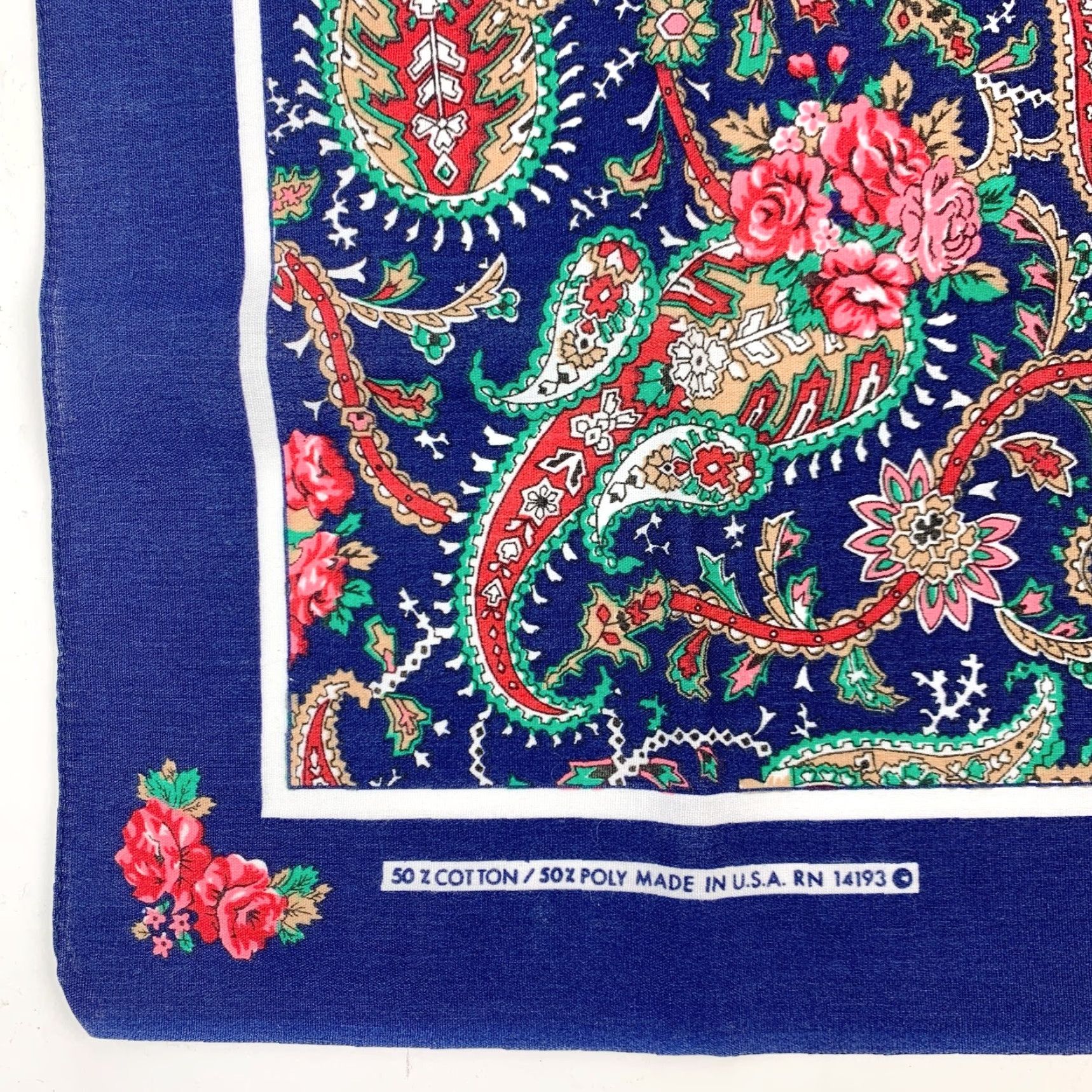 Vintage VINTAGE Bandana Shirt? 21" x 21" Blue Paisley Cotton Blend 50/50 Made in USA Unbranded Unisex Western Size ONE SIZE - 5 Thumbnail