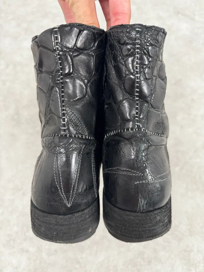 Isaac Sellam Experience Isaac Sellam Premiata Black Crocodile Leather Combat Boots Size US 11 / EU 44 - 8 Thumbnail