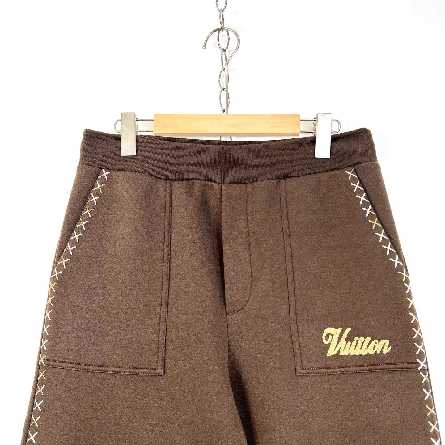 Louis Vuitton LV x Tyler Drawstring Embroidered Brown Trousers K12 Size US 33 - 3 Thumbnail