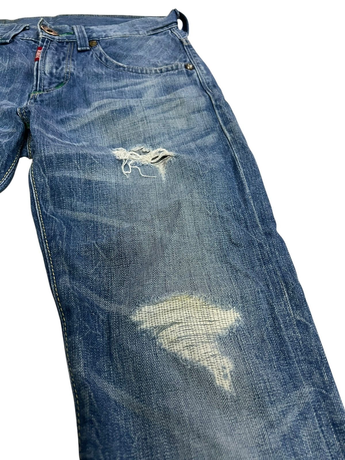 Edwin × If Six Was Nine 🌈Edwin Blue Trip Distressed Jean Japan Size US 30 / EU 46 - 6 Thumbnail