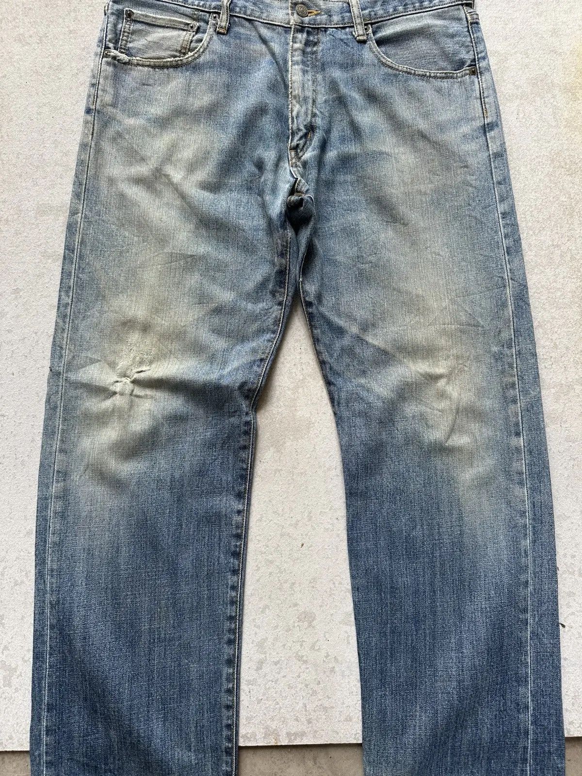 Uniqlo UNIQLO Japan Blue Washed Distressed Denim Pants Size US 36 / EU 52 - 2 Thumbnail