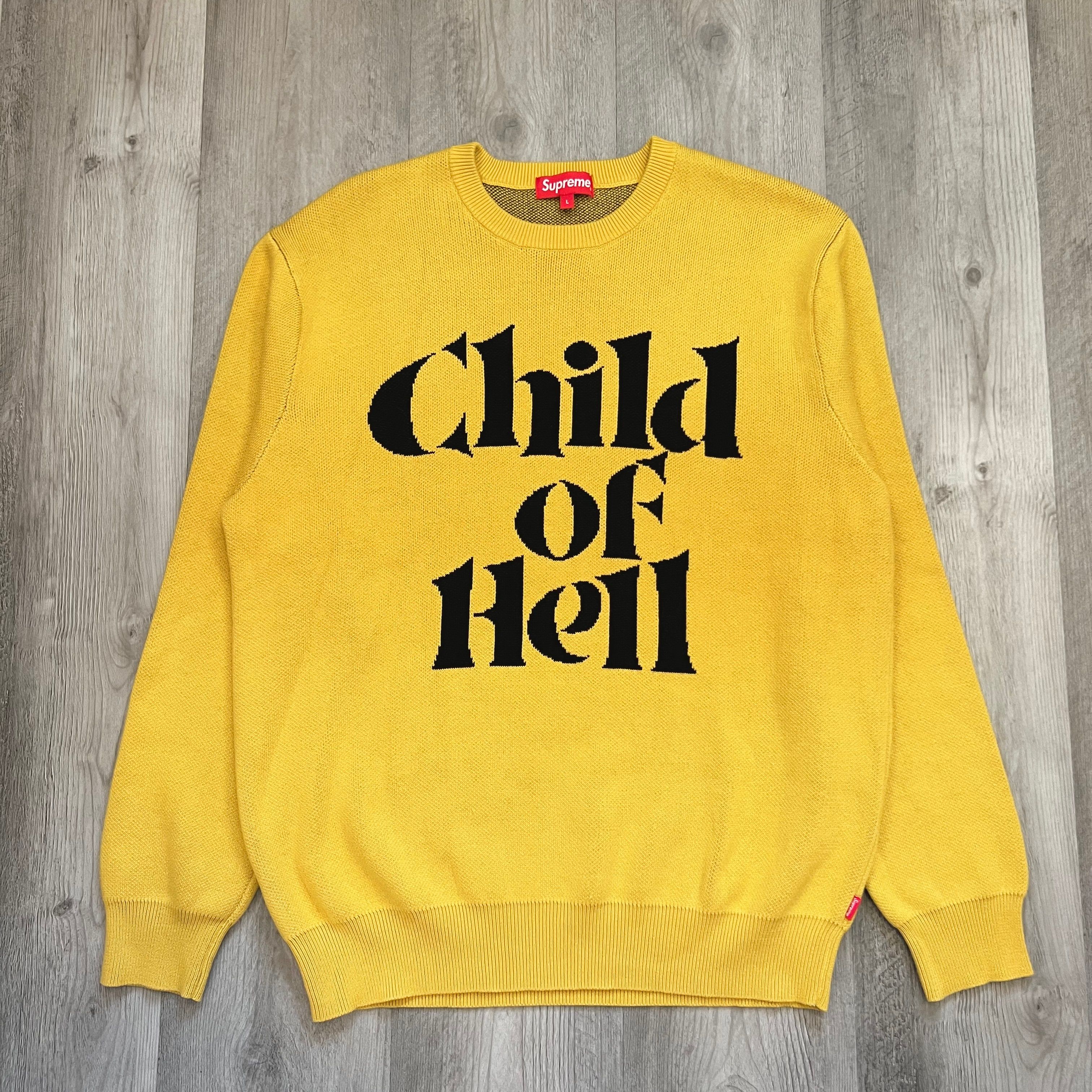 Pre-owned Supreme Child Of Hell Crewneck Sweater Yellow / Black Fw15