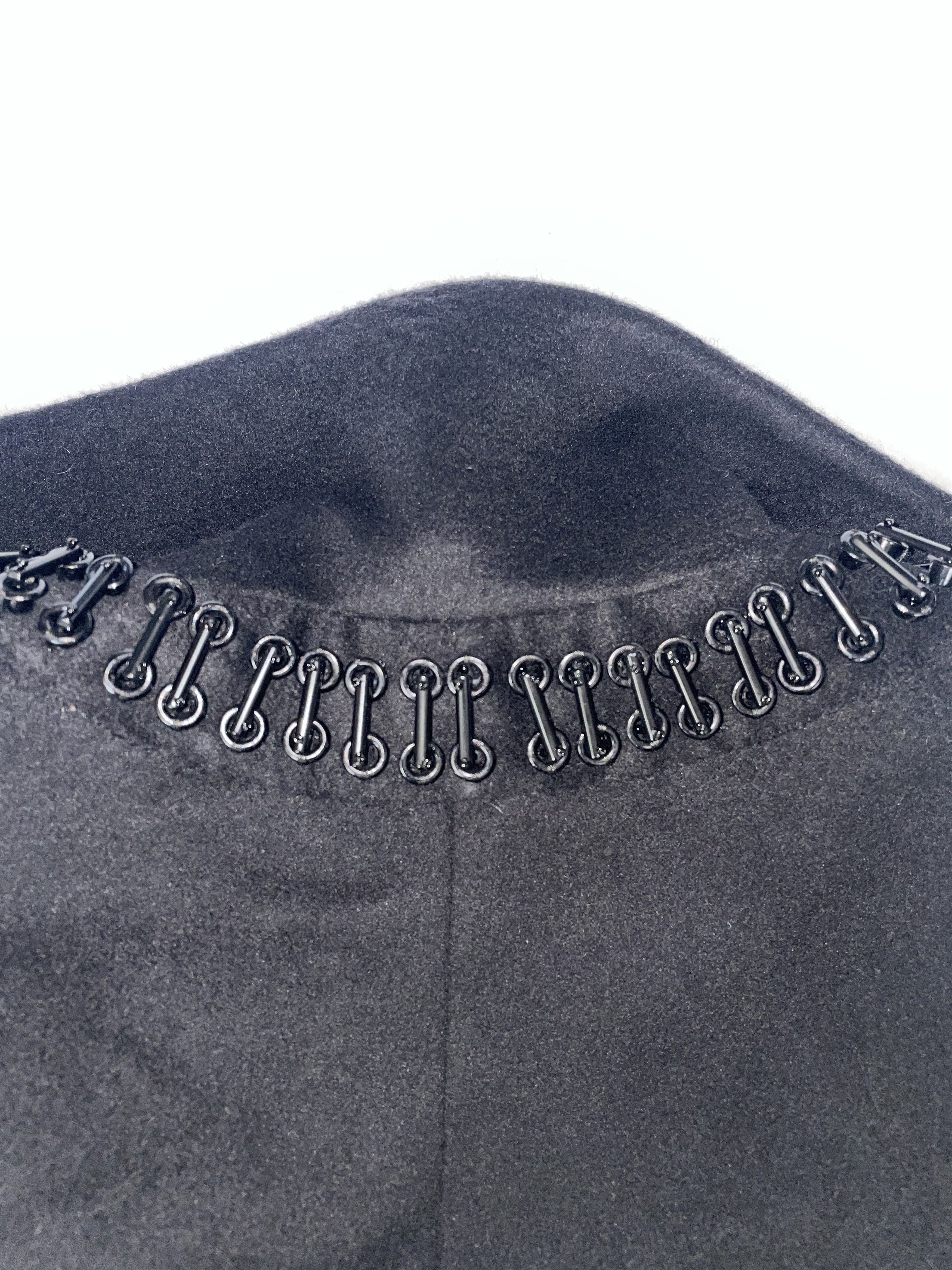 Dsquared2 Black Wool Belted Sculptural Embellished Coat Size XS / US 0-2 / IT 36-38 - 3 Thumbnail